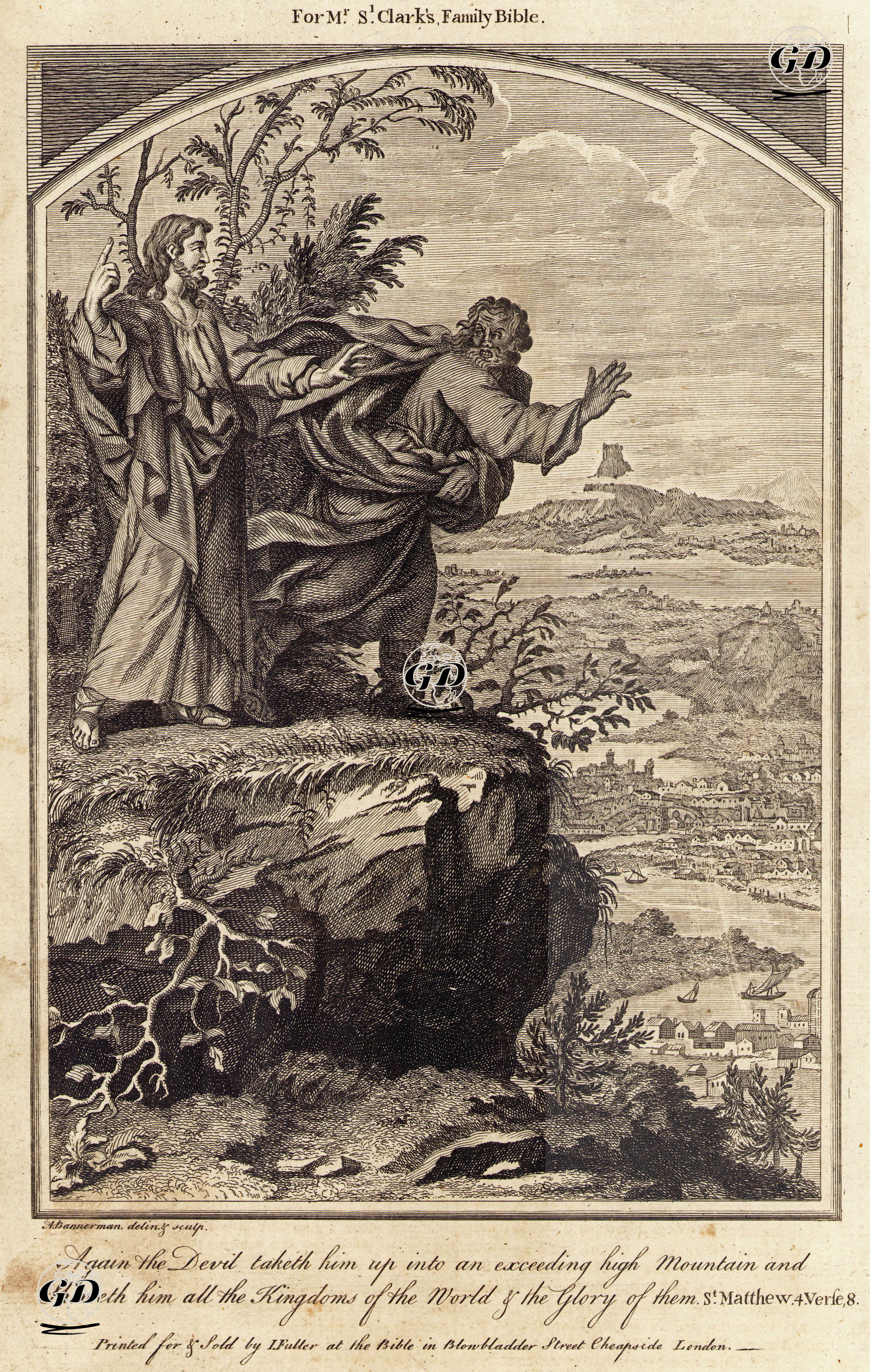 Again The Devil Taketh him Up into an Exceeding High Mountain And Sheneth Him All The Kingdoms Of The World & The Glory Of Them, St.Matthew 4.Verse 8. - Alexander Bannermann (1720-1780) - 1750's