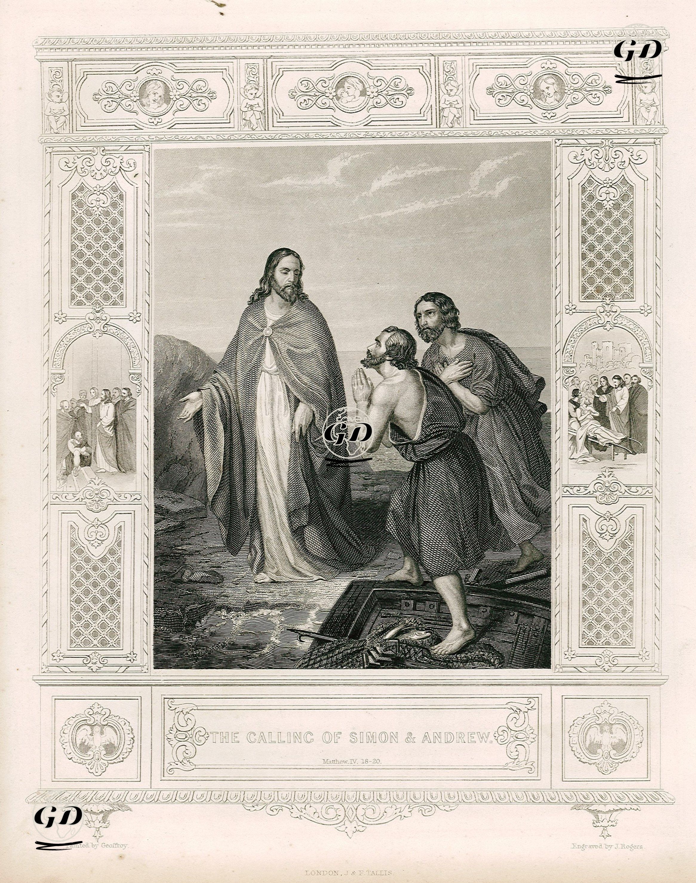 The Calling Of Simon & Andrew, Matthew IV. 18-20. - Geoffroy - 1845