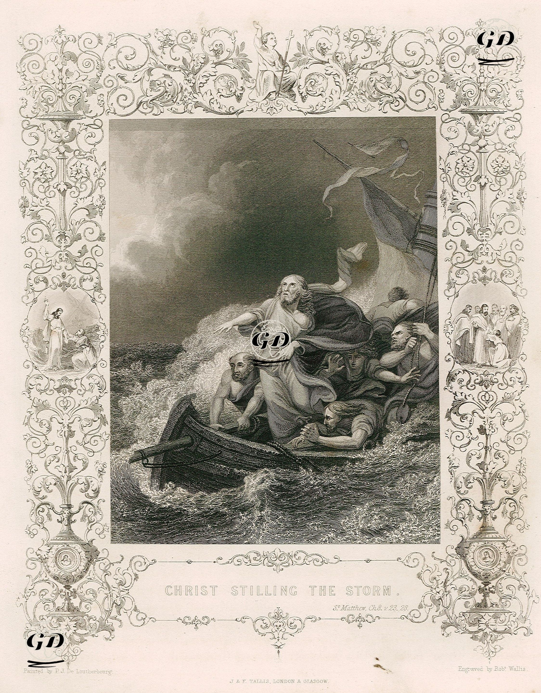 Hazreti İsa'nın Fırtınayı Durdurması, Matthew (Matta), Chapter (Bölüm) 8. Verse (Ayet) 23.-28. - Philip James de Loutherbourg (1740-1812) - 1845