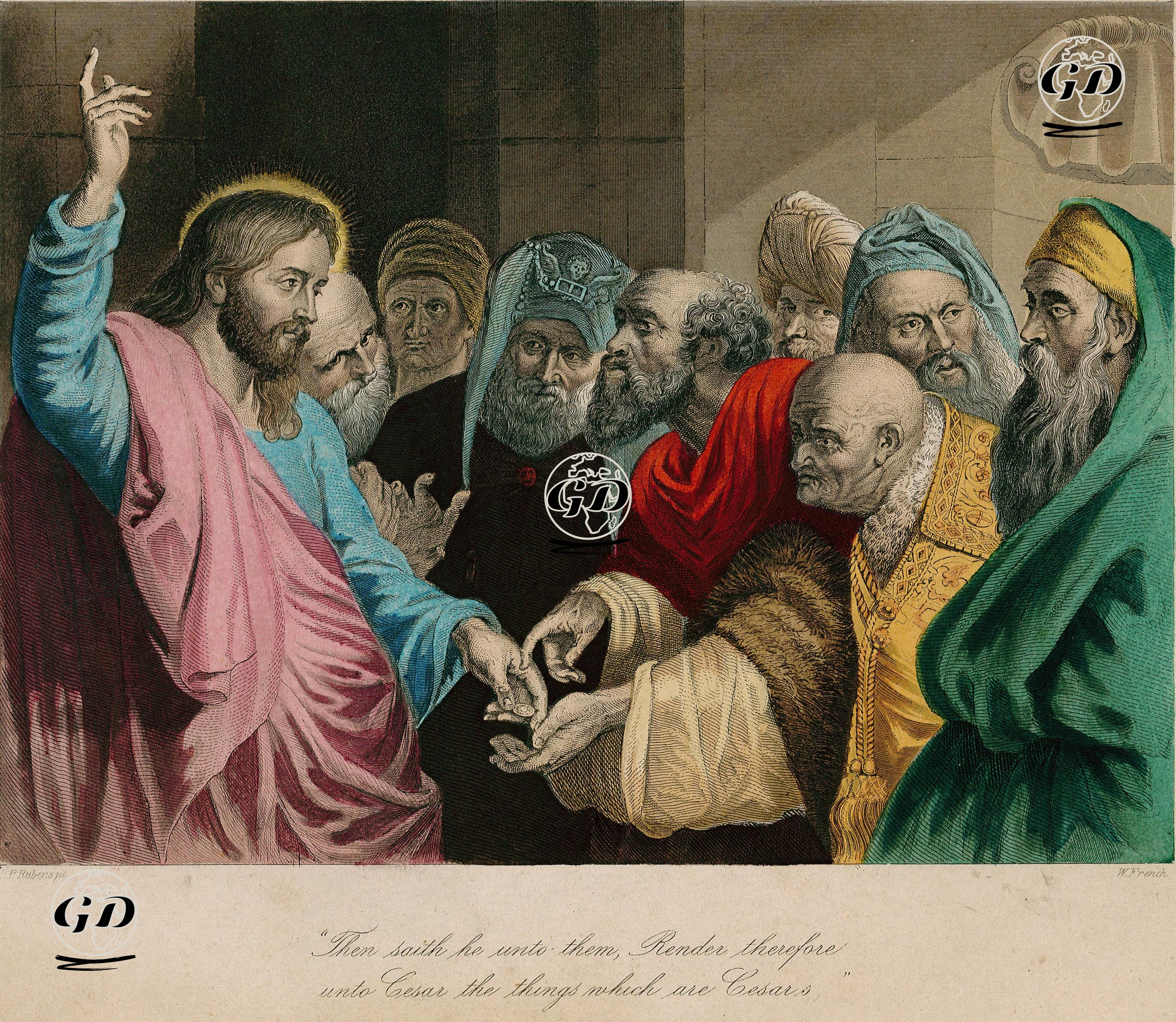 Then Saith He Unto Them, Render Therefore Unto Cesar The Things Which Are Cesar - Peter Paul Rubens(1577-1640) - 1850's