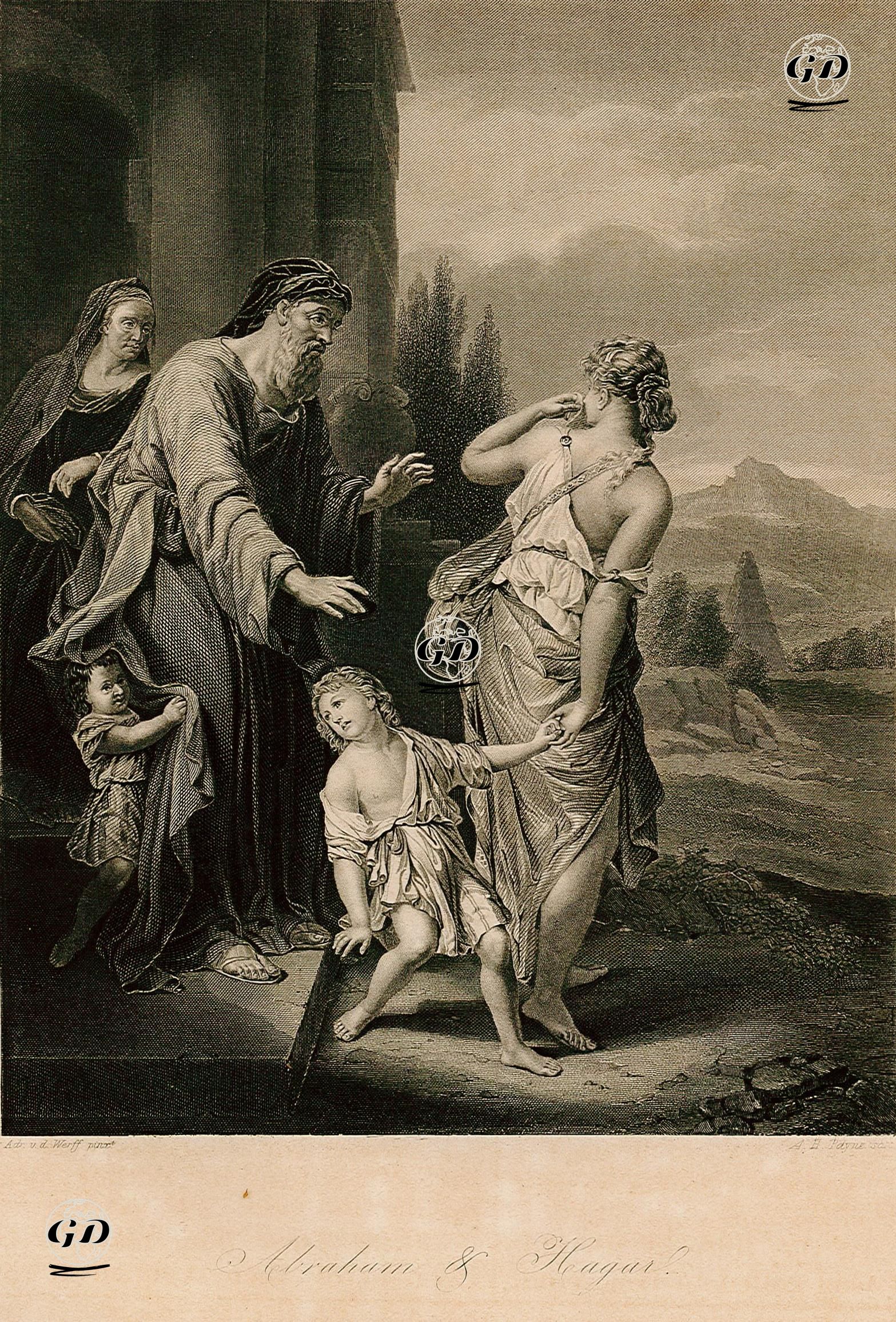 Hazreti Hacer ve Oğlu Hazreti İsmail'in  Evden Gönderilmesi, Genesis (Diriliş), Chapter (Bölüm) 21. - Adriaen Van Der Werff (1659-1722) - 1840's