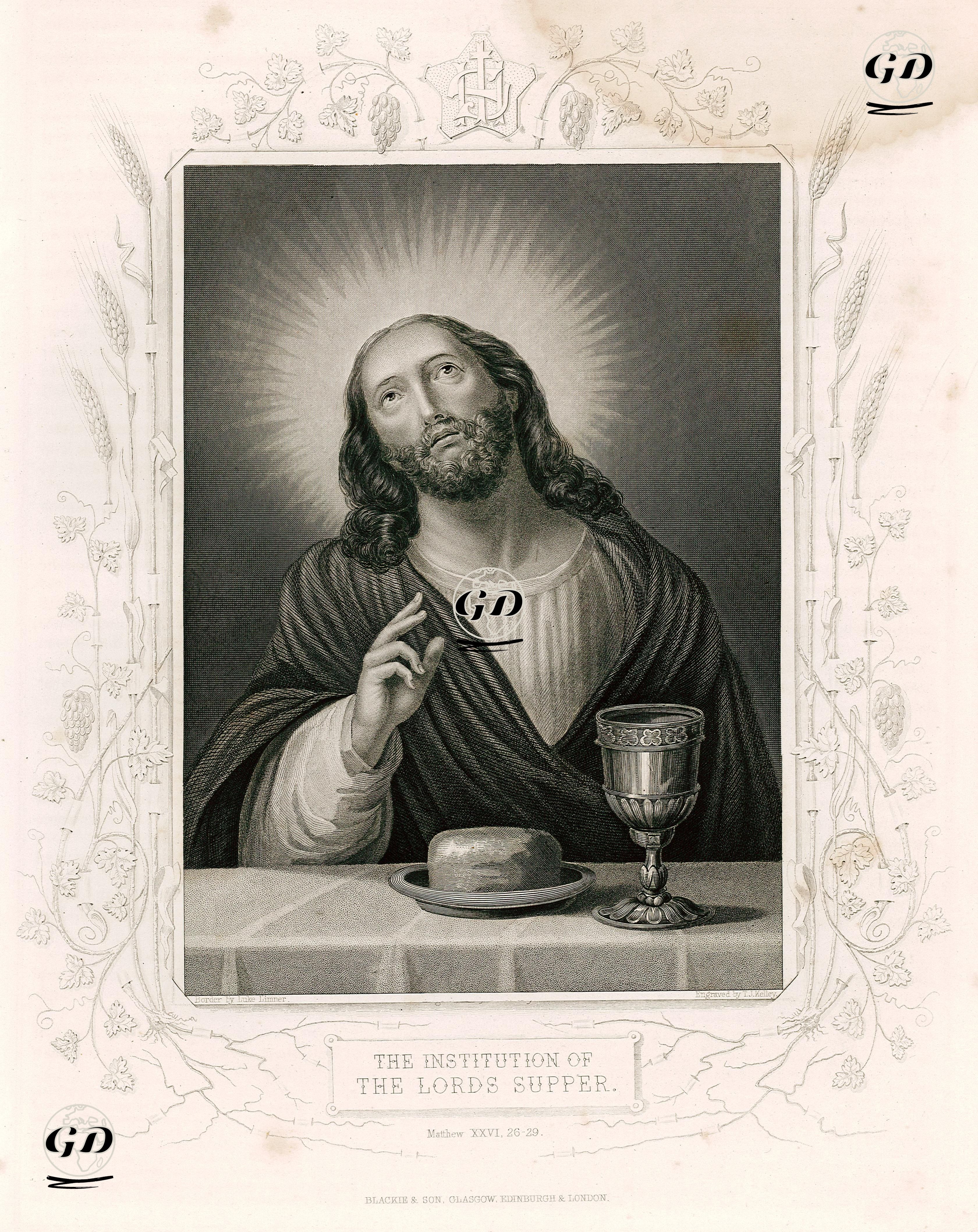 Hazreti İsa'nın Son Akşam Yemeği (Komünyon), Matthew (Matta), Chapter (Bölüm) 26. Verse (Ayet) 29. - Luke Limner (1822-1912) - 1864