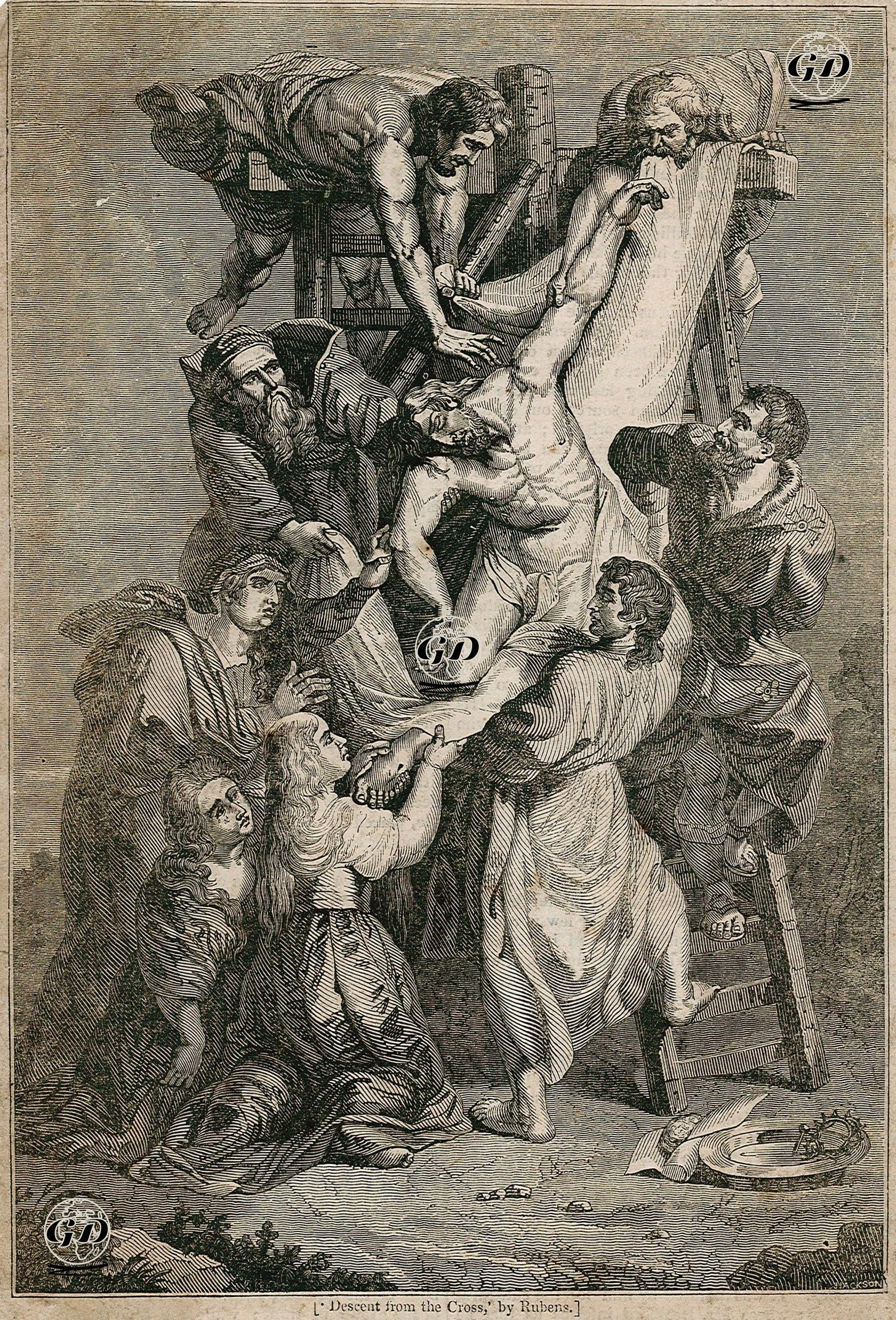 Descent from The Cross By Rubens - Peter Paul Rubens(1577-1640) - 19.Century