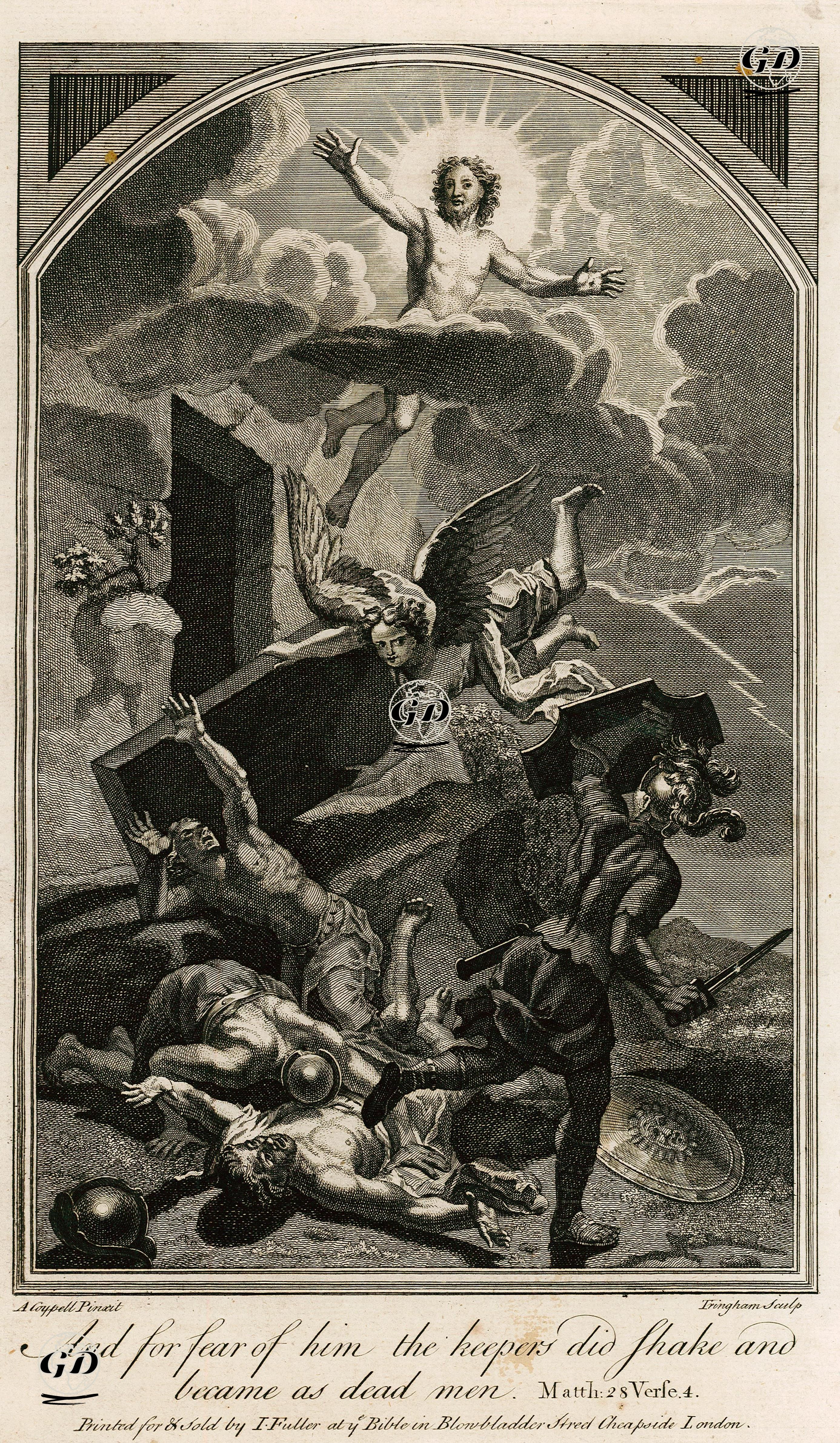 Nöbetçilerin Meleği Görünce Korkarak Yere Yıkılmaları, Matthew (Matta), Chapter (Bölüm) 28. Verse (Ayet) 4. - Antoine Coypel (1661-1722) - 1750's