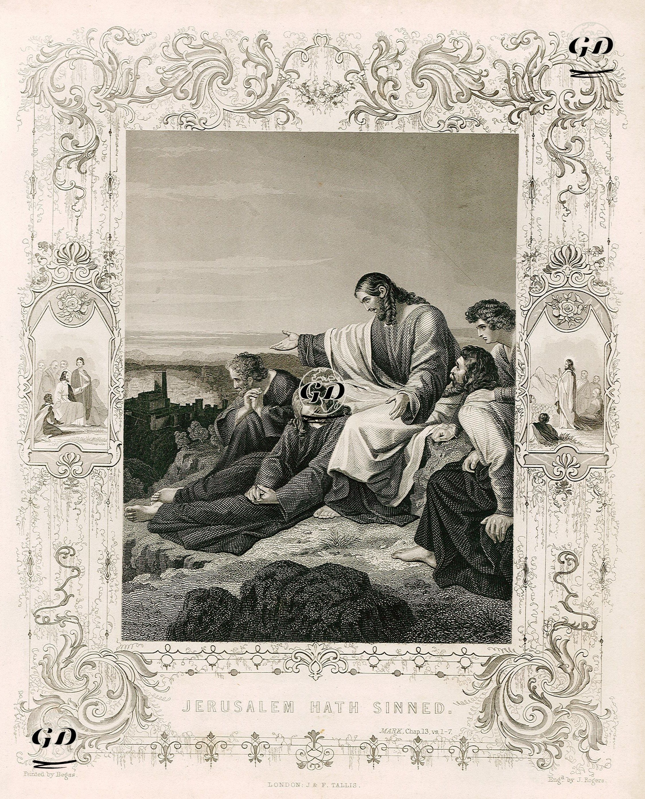 Kudüsün Günahı,  Mark (Markos), Chapter (Bölüm) 13. Verse (Ayet) 1.-7. - Carl Joseph Begas (1794-1854) - 1845