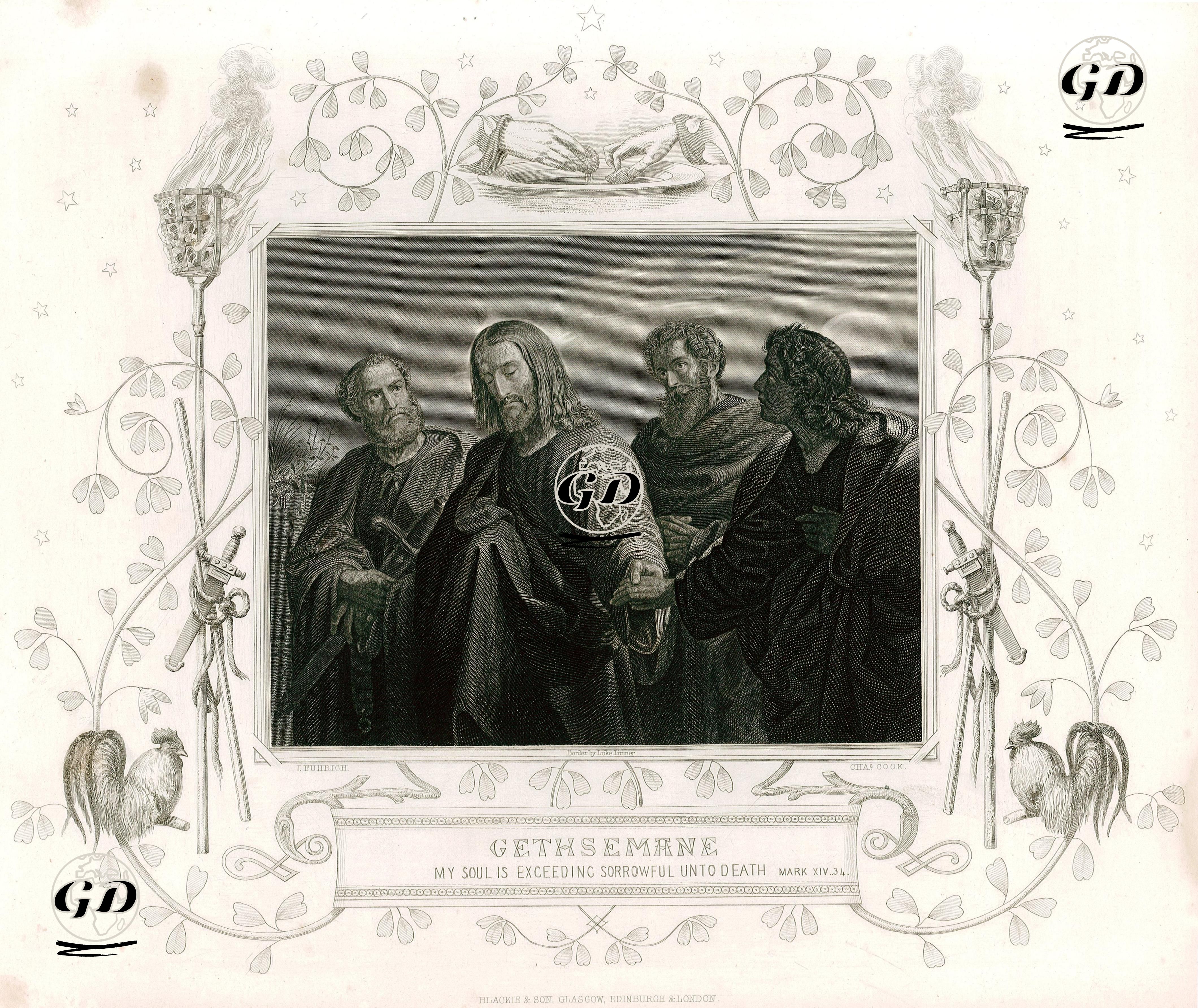 Gethsemane, My Soul Is Exceeding Sorrowful Unto Death, Mark, XIV.34. - Joseph von Fuhrich(1800-1876)-Luke Limner (1822-1912) - 1864