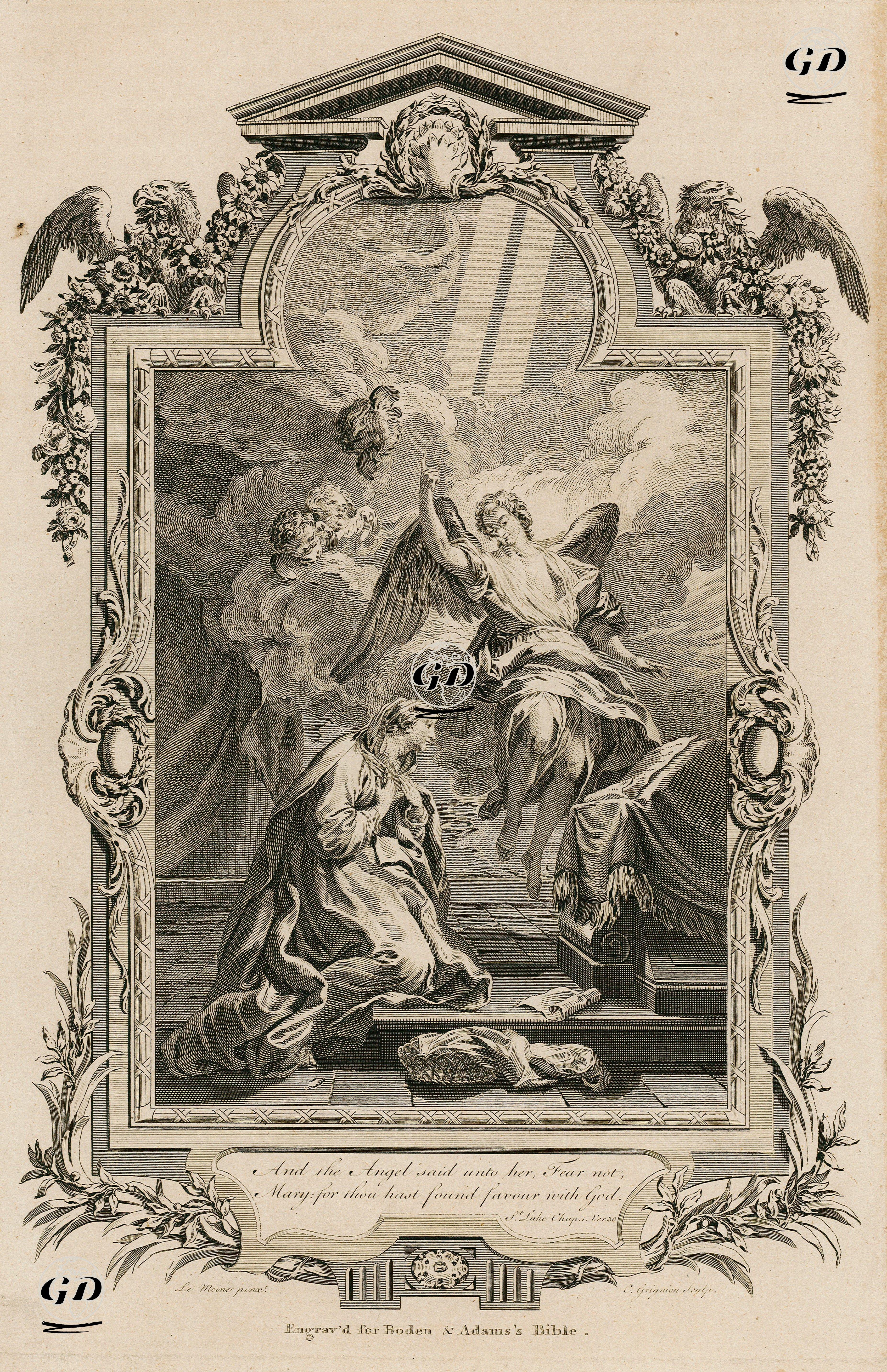 And The Angel Said Unto Her Fear Not, Mary, For Thou Hast Found Favour With God, St.Luke Chap. 1. Ver. 30. - François Lemoyne (1688-1737) - 1769