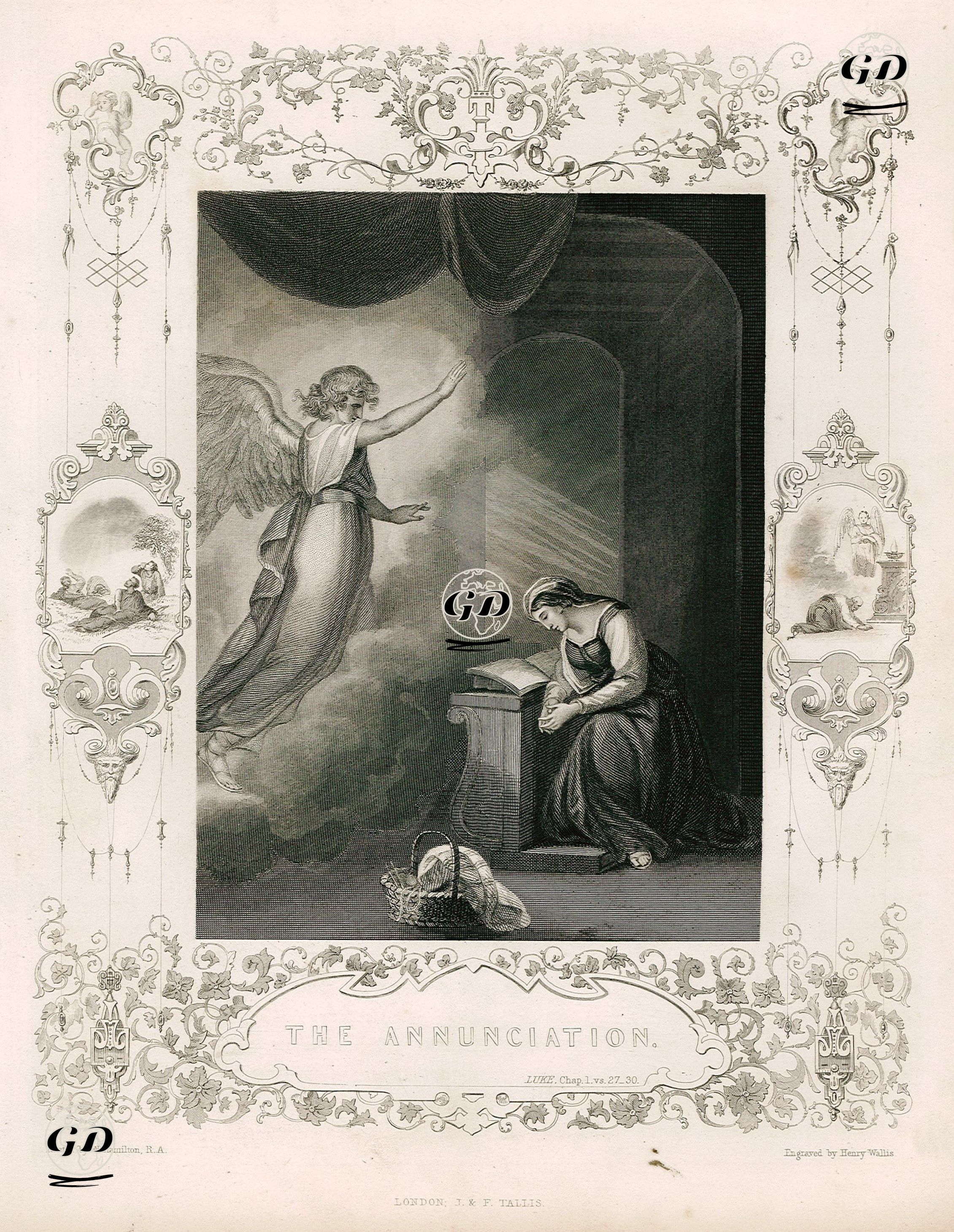 Beşaret(Müjde-Haber Verme), Luke (Luka), Chapter (Bölüm) 1. Verse (Ayet) 27.-30. - William Hamilton (1751-1801) - 1845