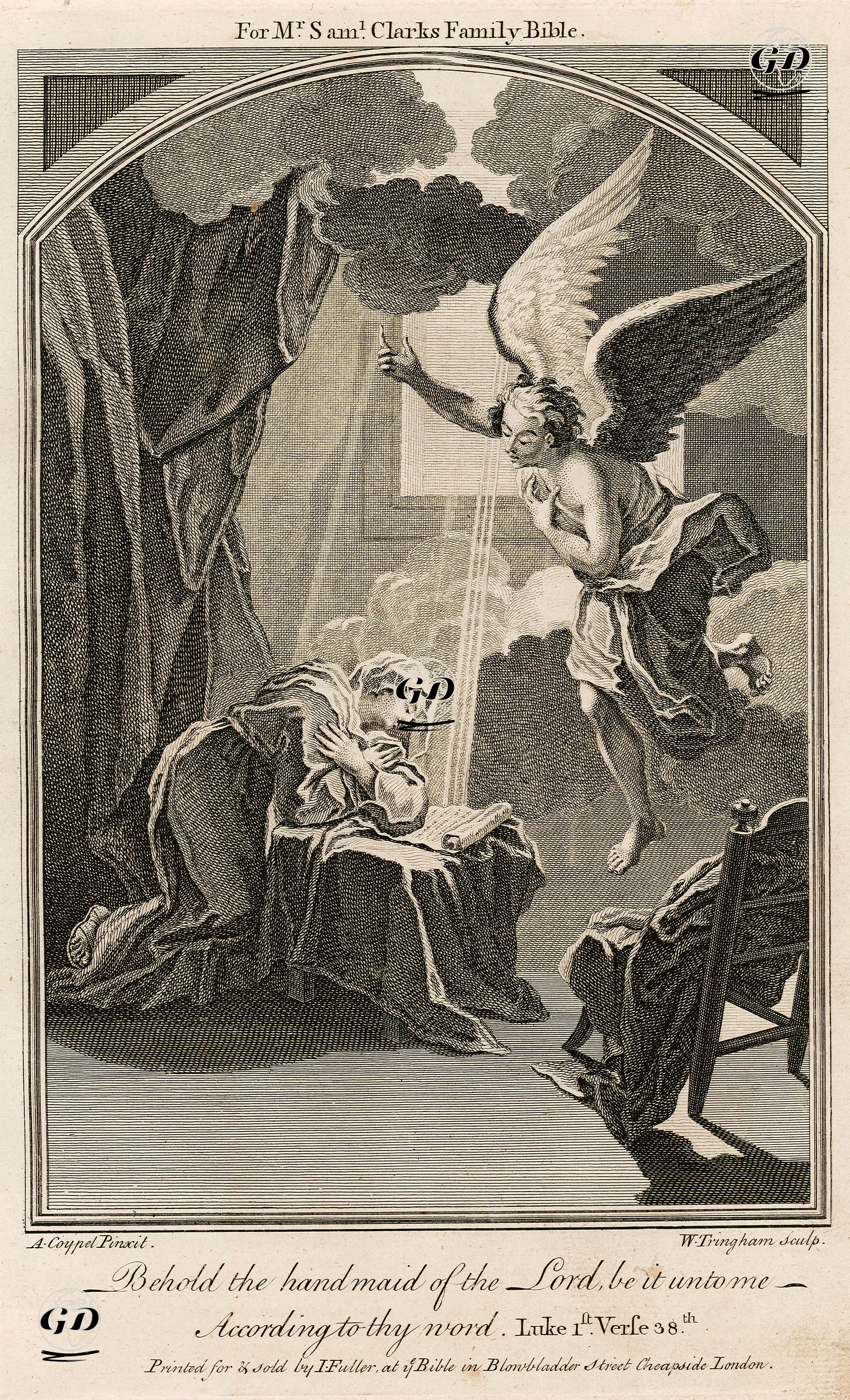 Hazrti Meryem'in Meleğin Söylediklerini Kabul Etmesi, Luke (Luka), Chapter (Bölüm) 1. Verse (Ayet) 38. - Antoine Coypel (1661-1722) - 1750's