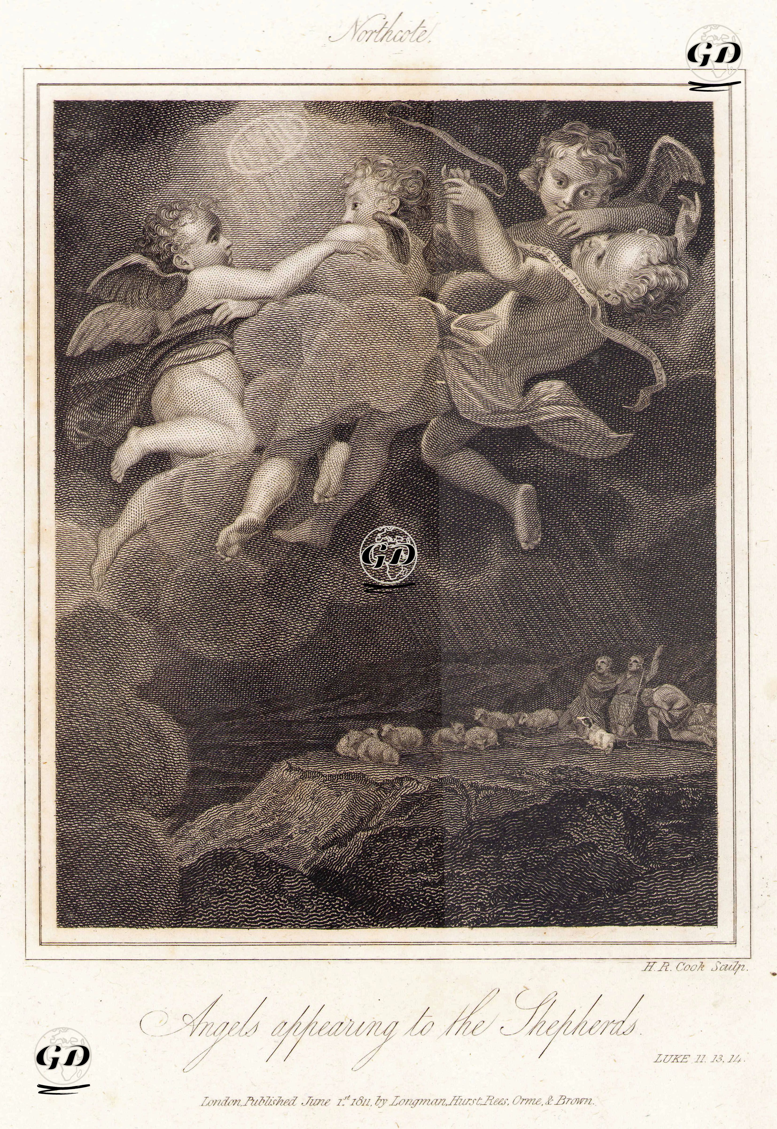 Angels Appering To The Shepherds, Luke 2. 13.14. -  - 1811