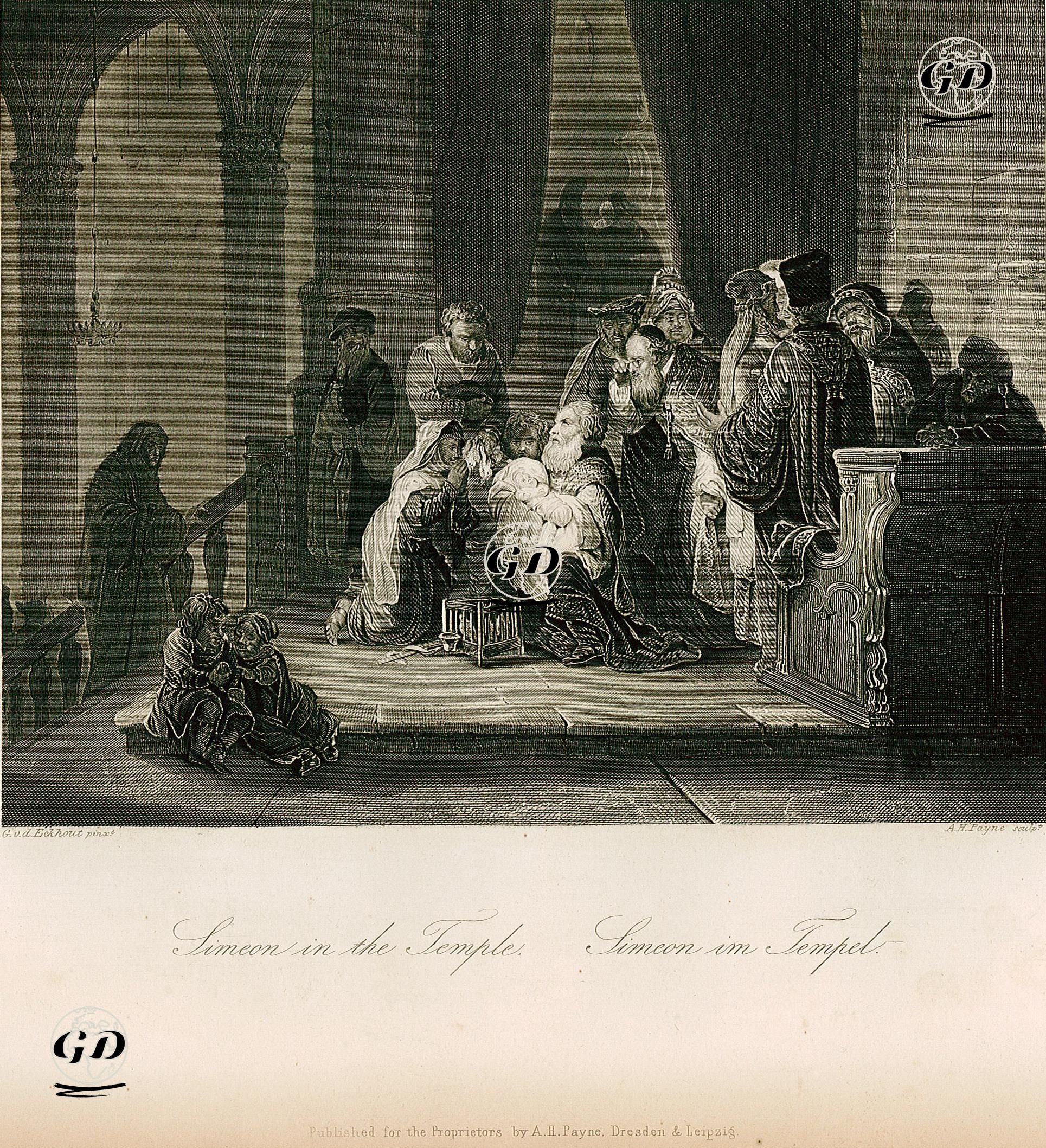 Simeon In The Temple-Simeon im Tempel - Gerbrand van den Eeckhout(1621-1674) - 1850's