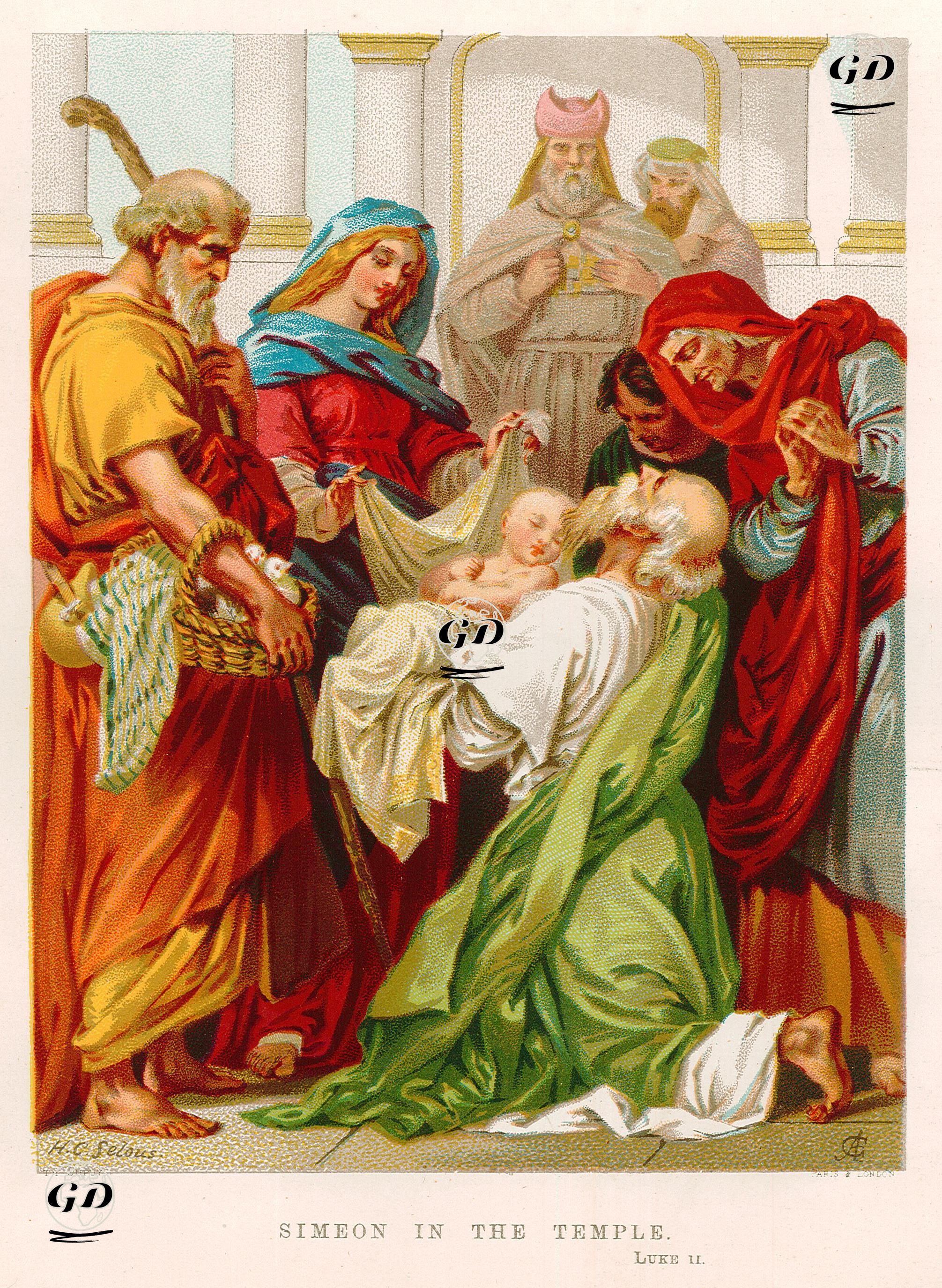 Simeon in The Temple, Luke II - Henry Courtney Selous (1803-1890) - 1880's