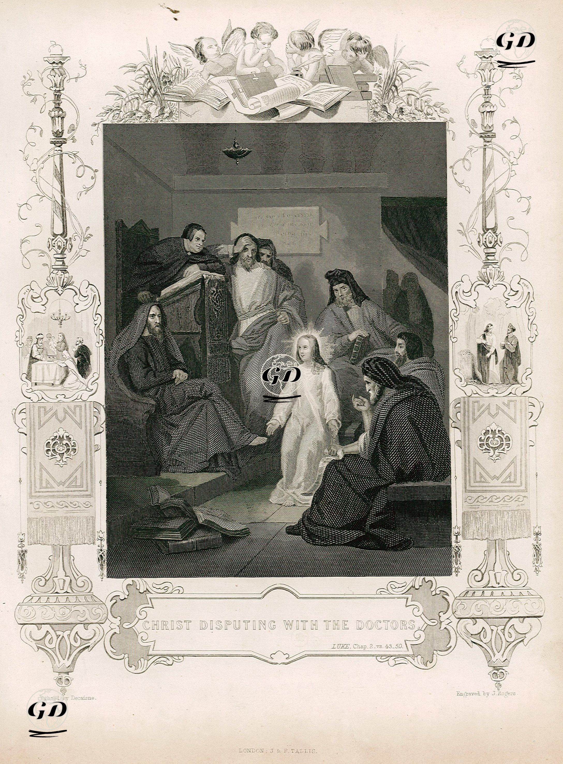 Çocuk Hazreti İsa'nın Din Adamları İle Sohbeti, Luke (Luka), Chapter (Bölüm) 2. Verse (Ayet) 43.-50.  - Henri Decaisne(1799-1852) - 1845