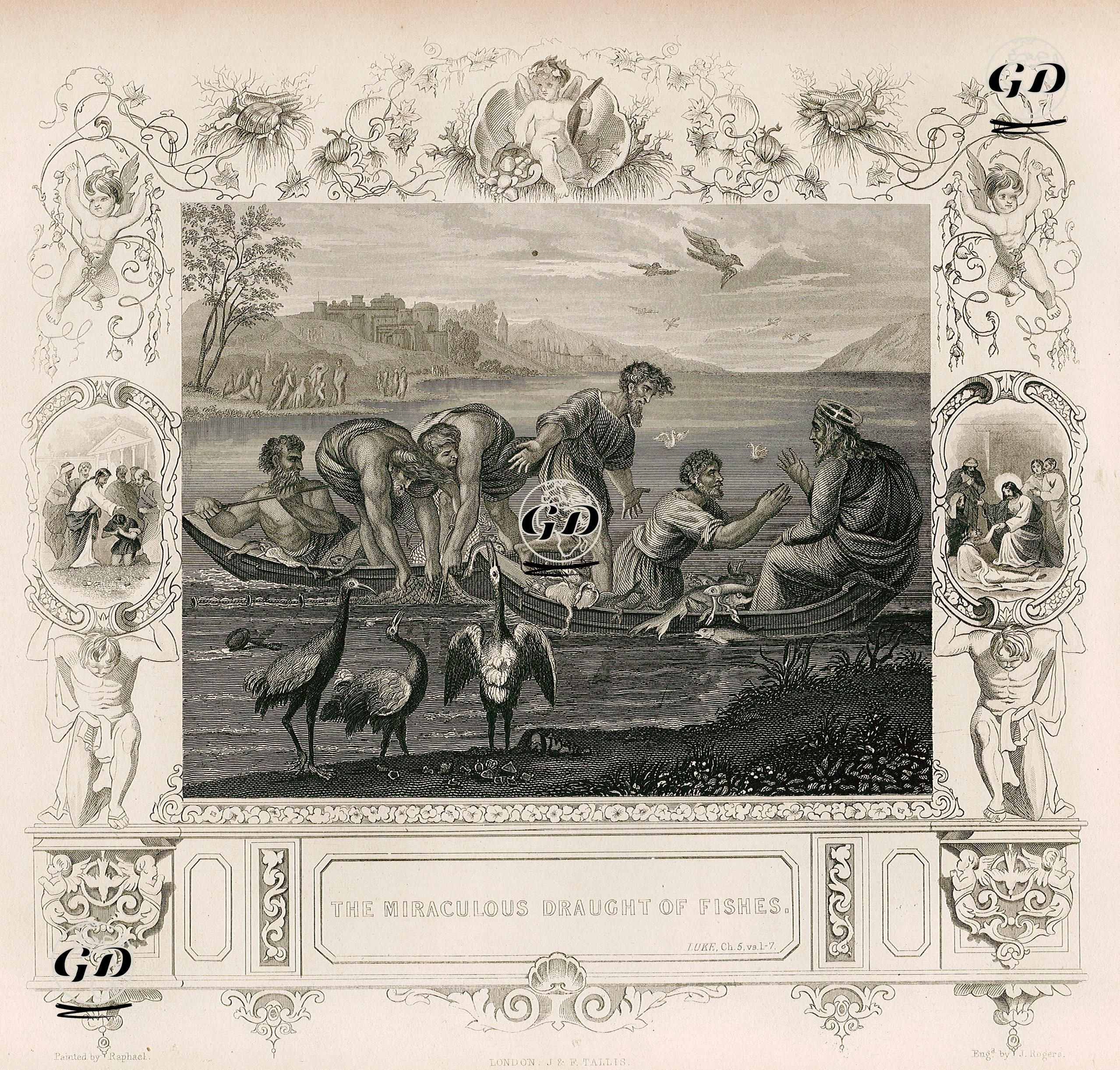 The Miraculous Draught Of Fishes, Luke, Ch. 5. Vs. 1-7. - Raphael (1483-1520) - 1845