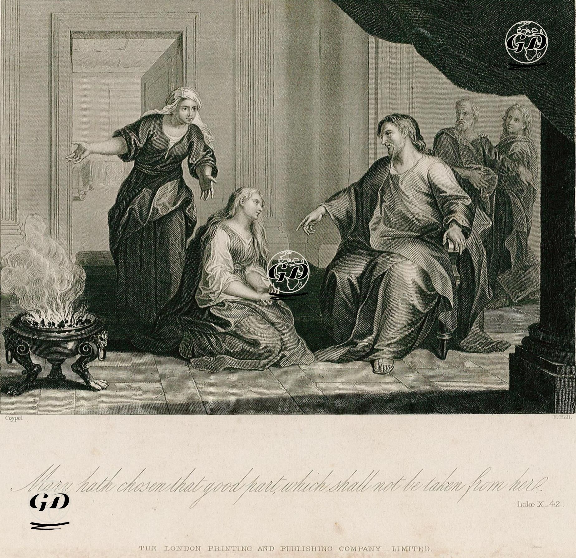 Mary Hath Chosen That Good Part, Which Shall Not Be Taken From Her, Luke, X. 42. - Antoine Coypel (1661-1722) - 1850's