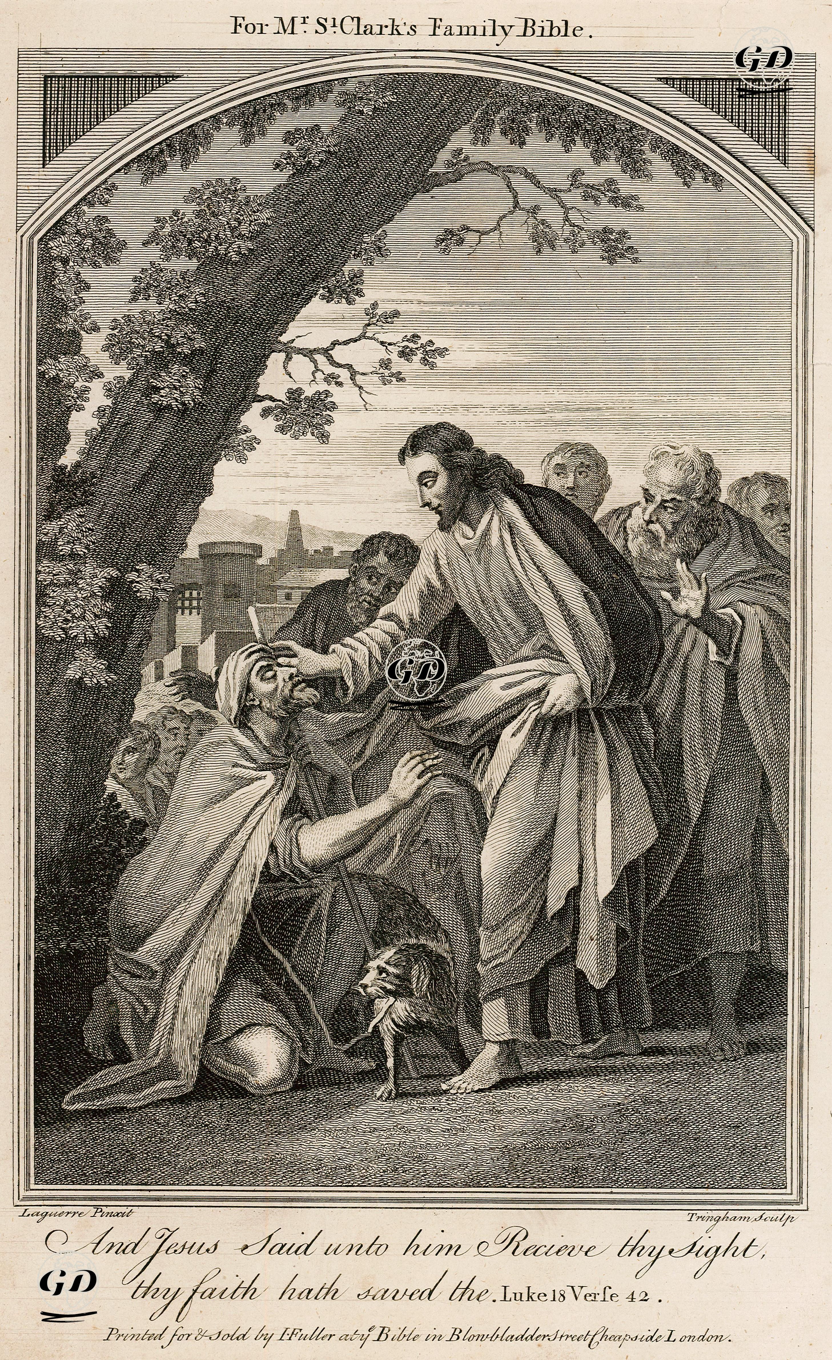 Hazreti İsa'nın Kör Adamı Görmeye Başlatması, Luke (Luka), Chapter (Bölüm) 18. Verse (Ayet) 42. - Louis Laguerre (1663-1721) - 1750's