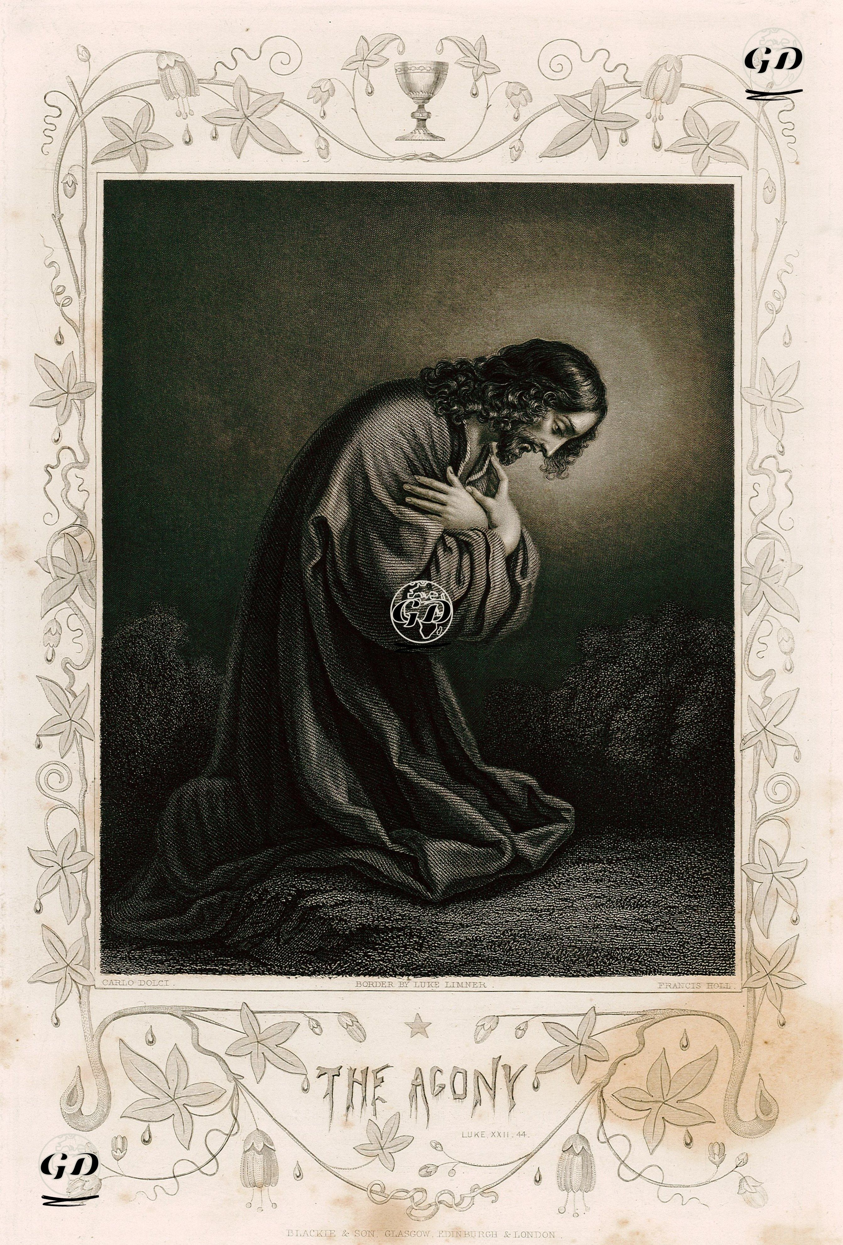 Hazreti İsanın Son Istırapları, Luke (Luka), Chapter (Bölüm) 22.Verse (Ayet) 44. - Carlo Dolci (1616-1687)-Luke Limner (1822-1912) - 1864