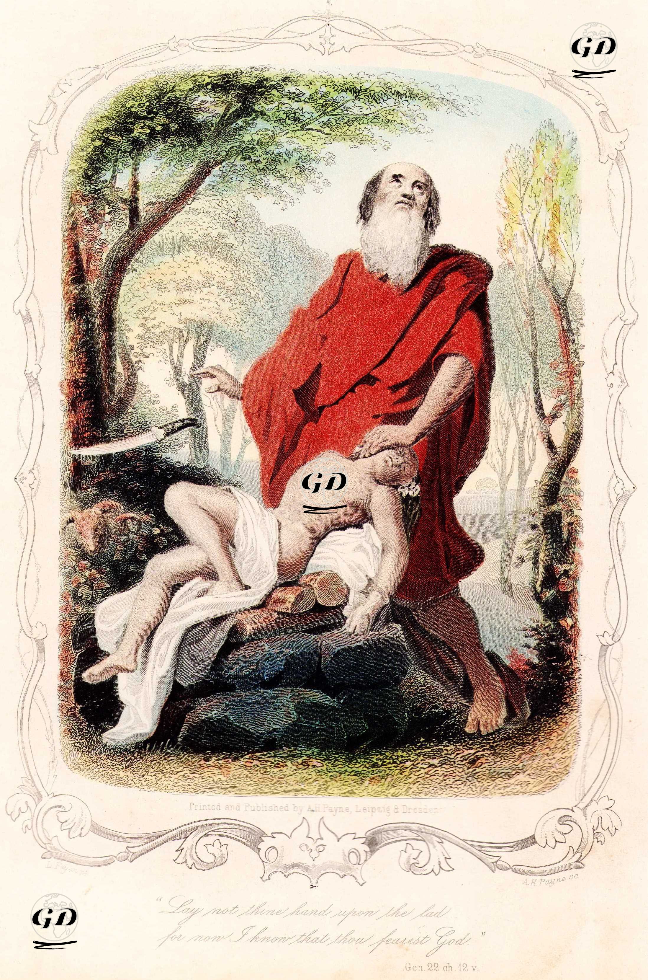 Lay not Thine Hand Upon the Lad for now I Know that Thou Fearest God, Gen., 22.Ch. 12.V. - L.Feyen - 1840's