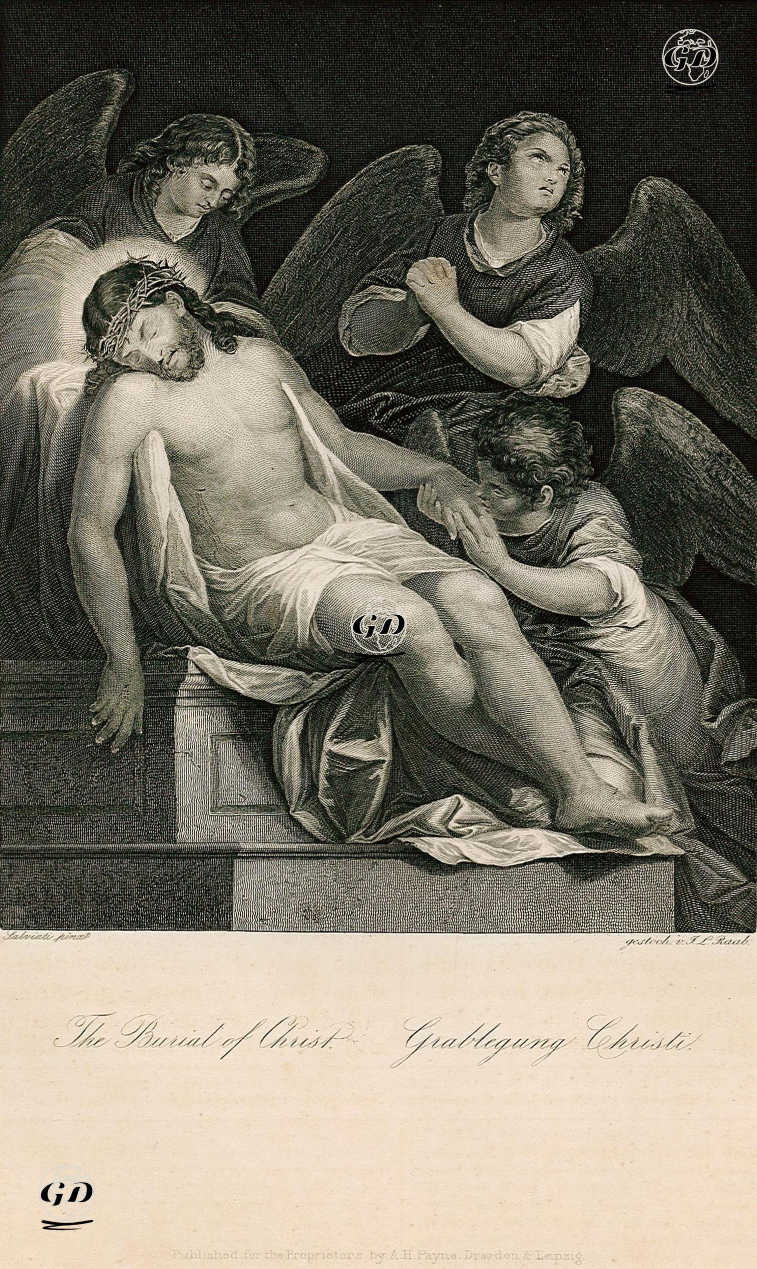 The Burial Of Christ - Grablegung Christi - Giuseppe Salviati(Giuseppe Porta) (1520-1575) - 1850's