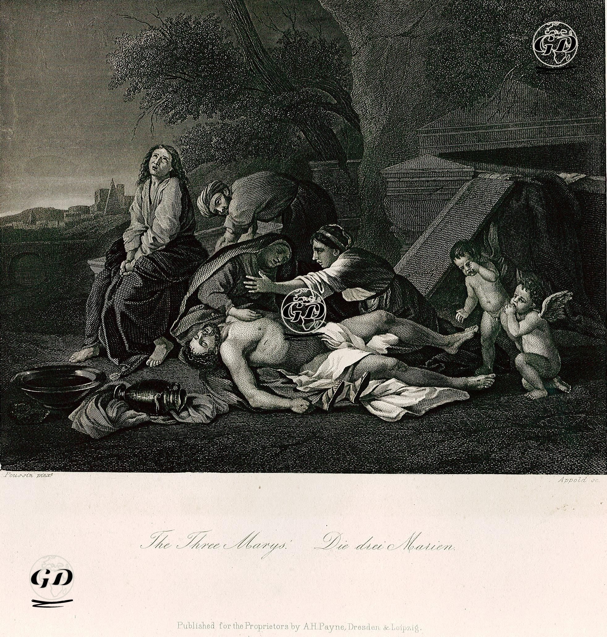 Üç Meryem (Meryem Ana-Mecdelli Meryem (Maria Magdalene)-Klopas'ın Karısı Meryem) - Nicolas Poussin(1594-1665) - 1850's