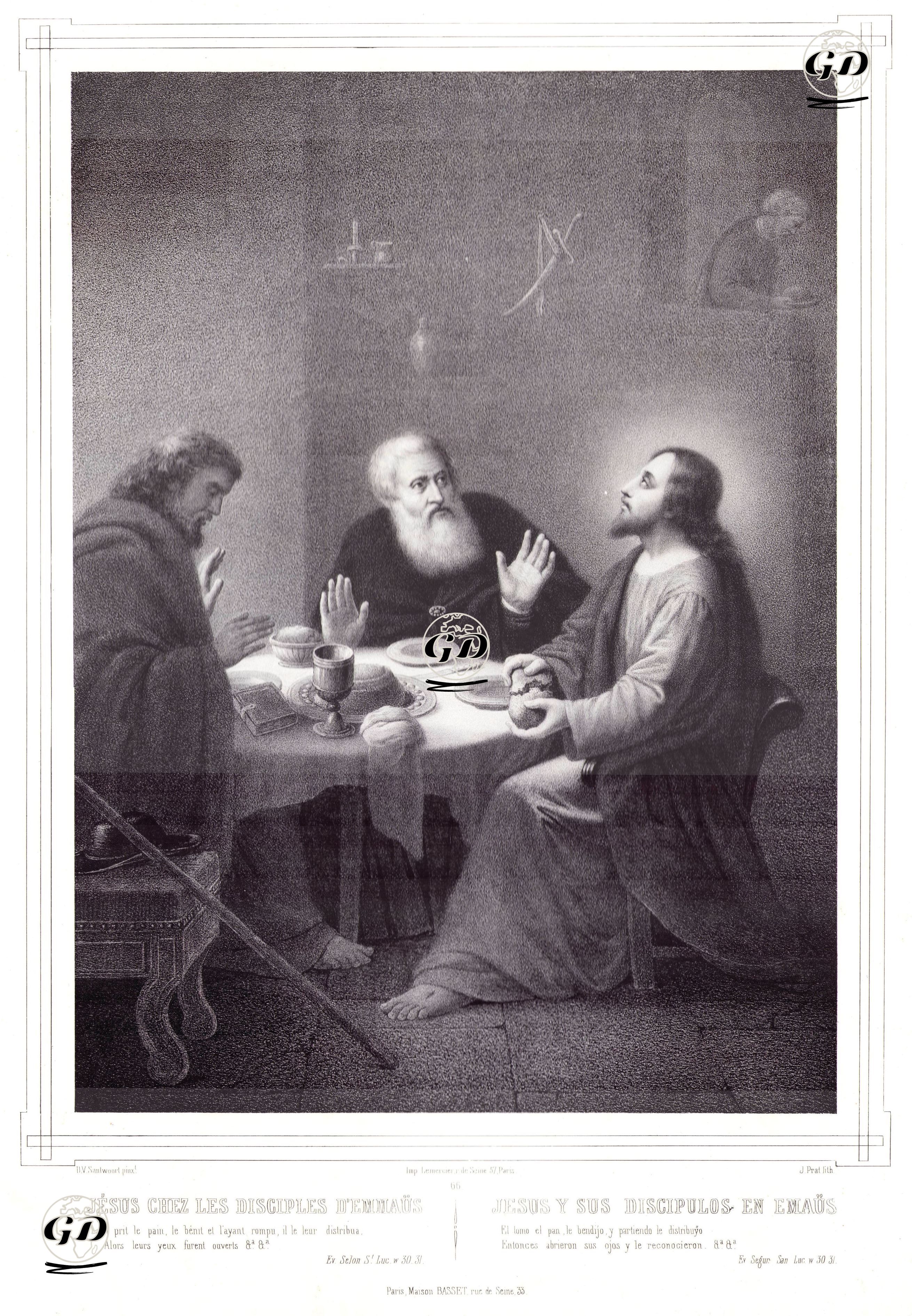 Hazreti İsa'nın Emmaus'da Müritleri İle Akşam Yemeği - D.V.Saulwoort - 1850's
