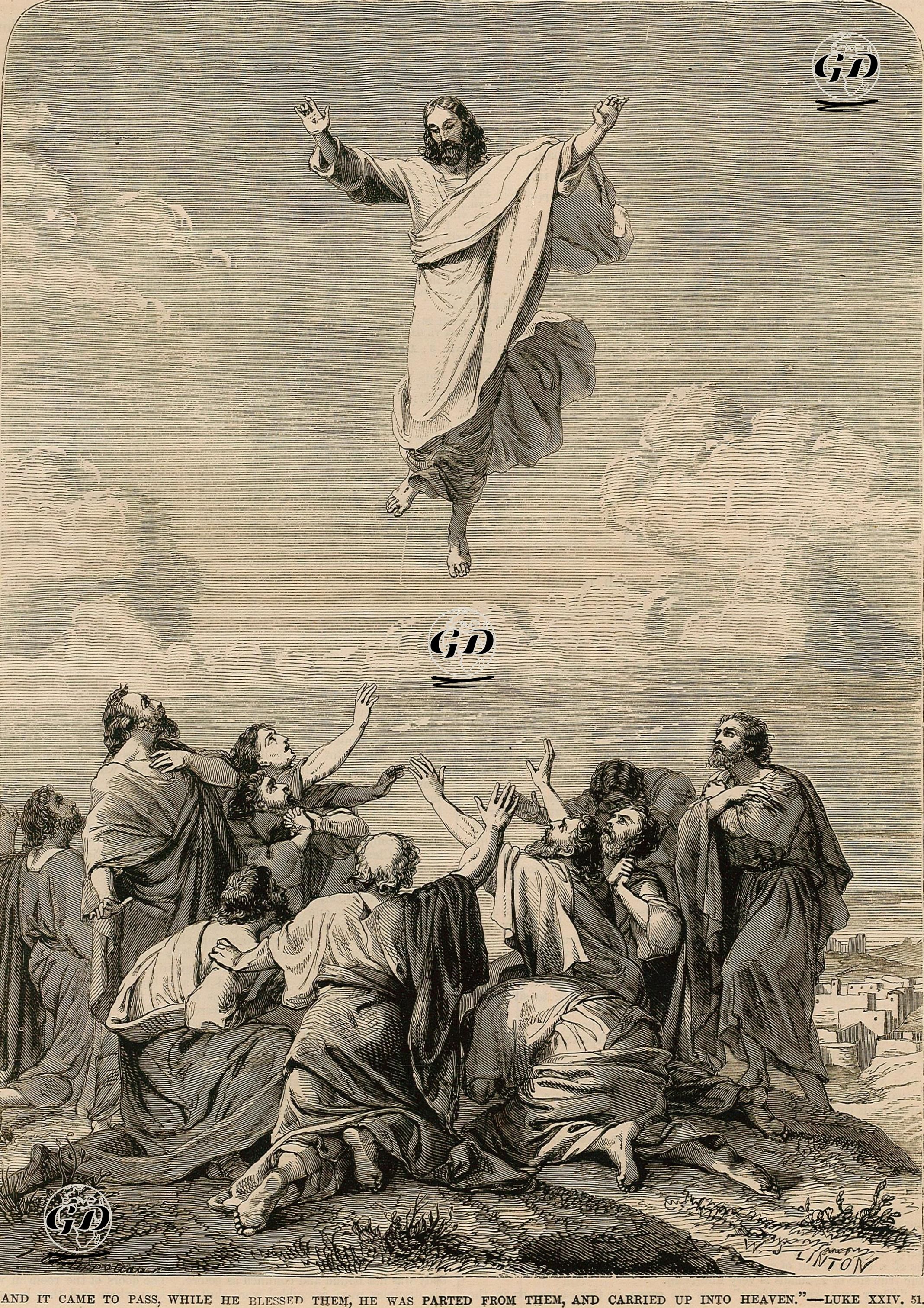 Hazreti İsa'nın Müritlerini Kutsayarak Onlardan Ayrılması ve Göğe Yükselmesi, Luke (Luka), Chapter (Bölüm) 24. Verse (Ayet) 51. -  - 1860's