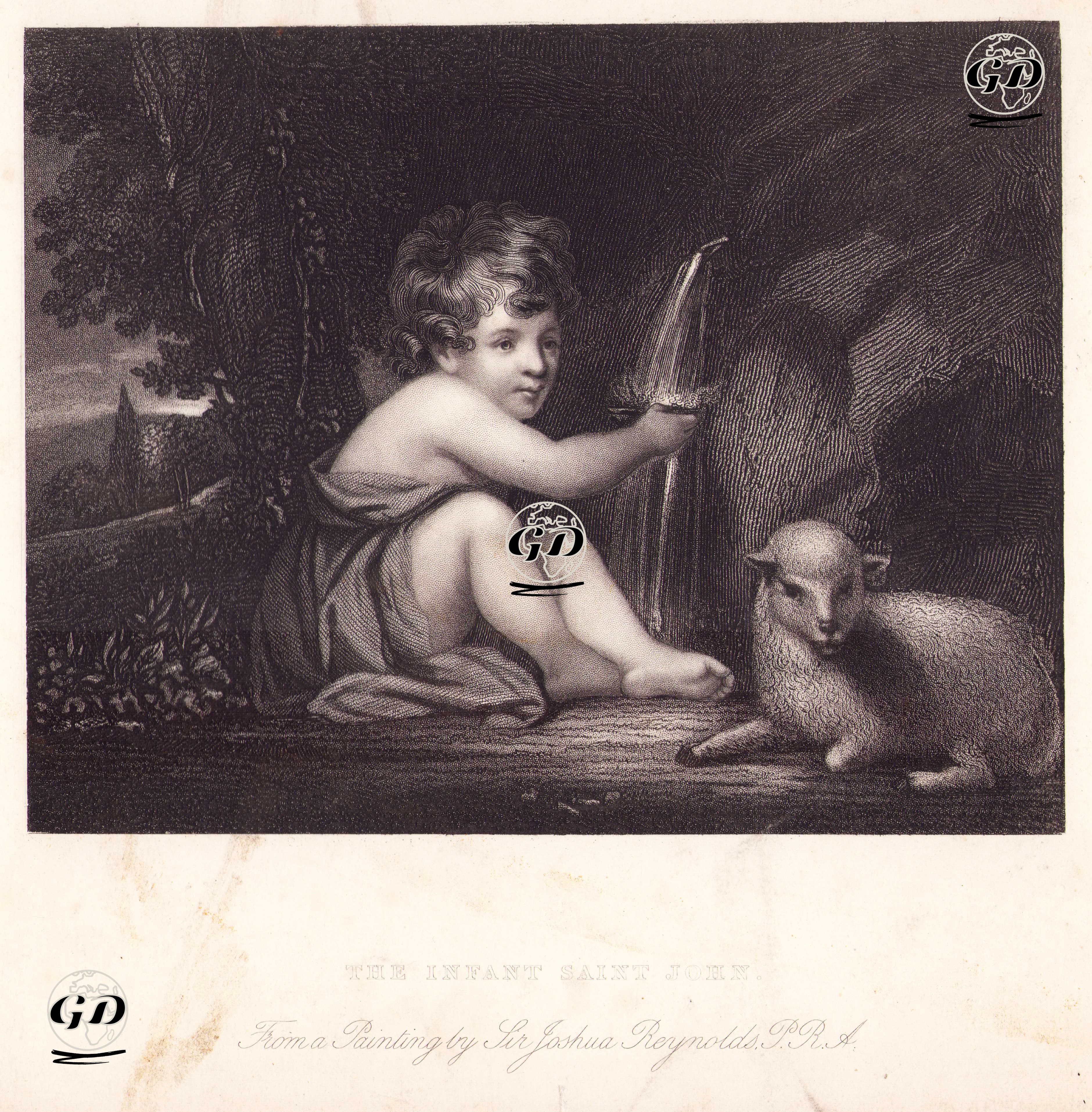 Çocuk Yuhanna (Aziz John) Ve Kuzu - Joshua Reynolds (1723-1792) - 1860's