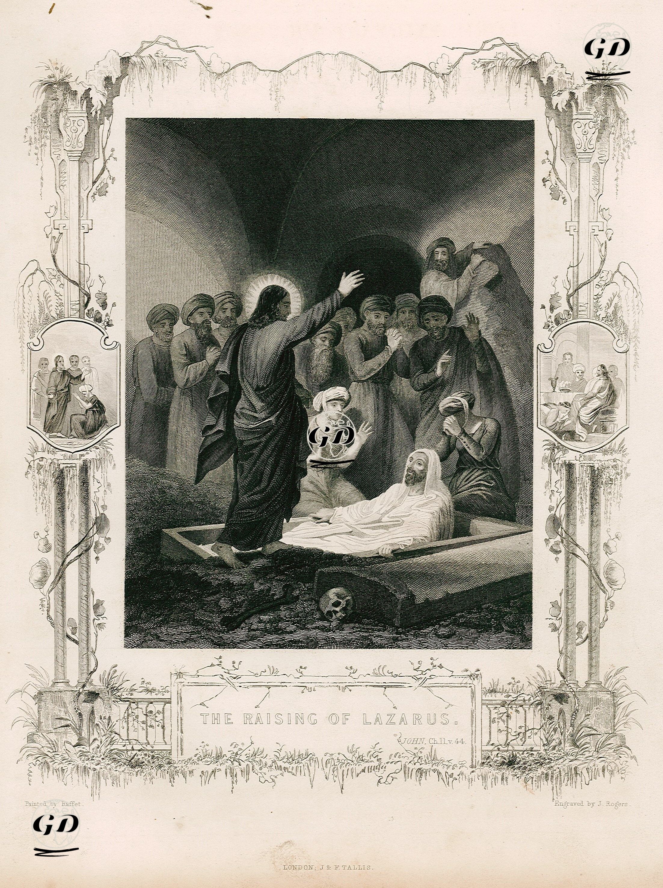 Hazreti İsa'nın Ölmüş Lazar'ı Diriltmesi, john (Yuhanna), Chapter (Bölüm) 11. Verse (Ayet) 44. - Denis Auguste Marie Raffet (1804-1860) - 1845