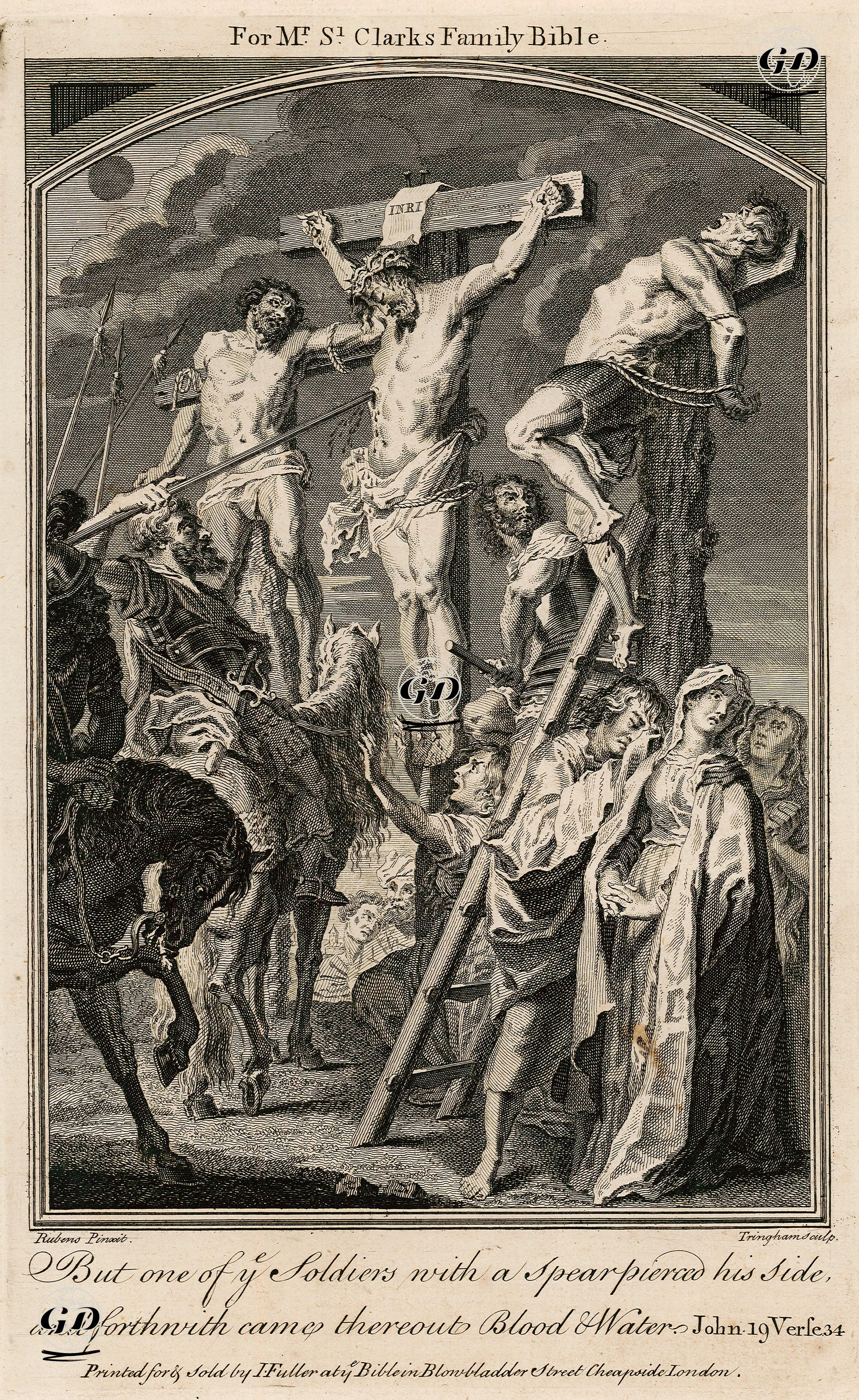 Hazreti İsa'nın Çarmıhta Böğrüne Mızrak Saplanması Ve Böğründen Kan İle Su Akması, John (Yuhanna), Chapter (Bölüm) 19. Verse Ayet) 34. - Peter Paul Rubens(1577-1640) - 1750's