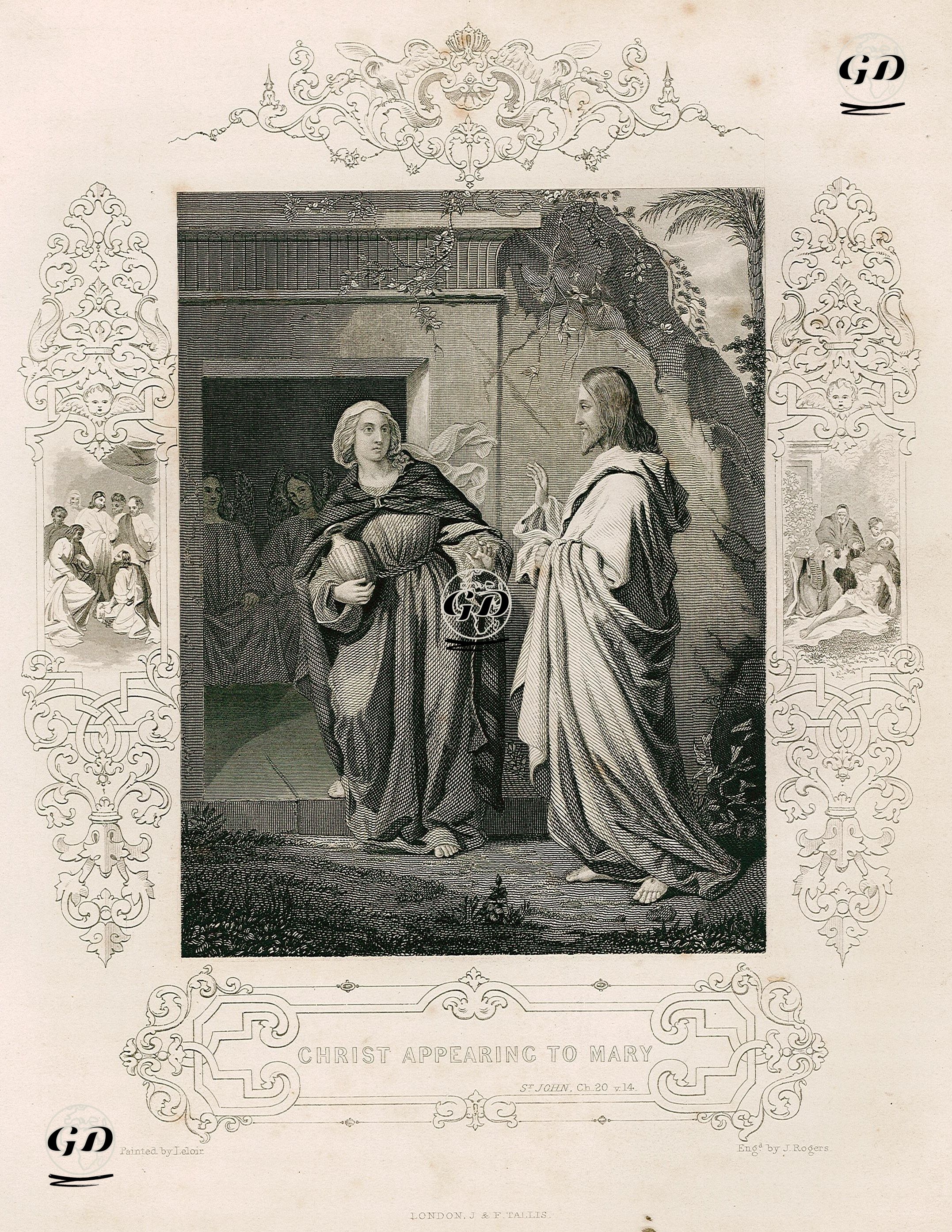 Hazreti İsa'nın Mecdelli Meryem'e Gözükmesi, John (Yuhanna), Chapter (Bölüm) 20. Verse (Ayet) 14. - Leloir - 1845