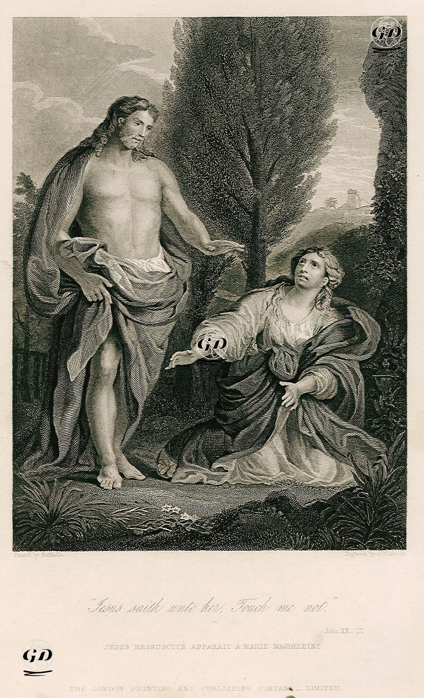 Hazreti İsa'nın Mecdelli Meryem'e Gözükmesi, John (Yuhanna), Chapter (Bölüm) 20. Verse (Ayet) 17. - Raphael (1483-1520) - 1850's