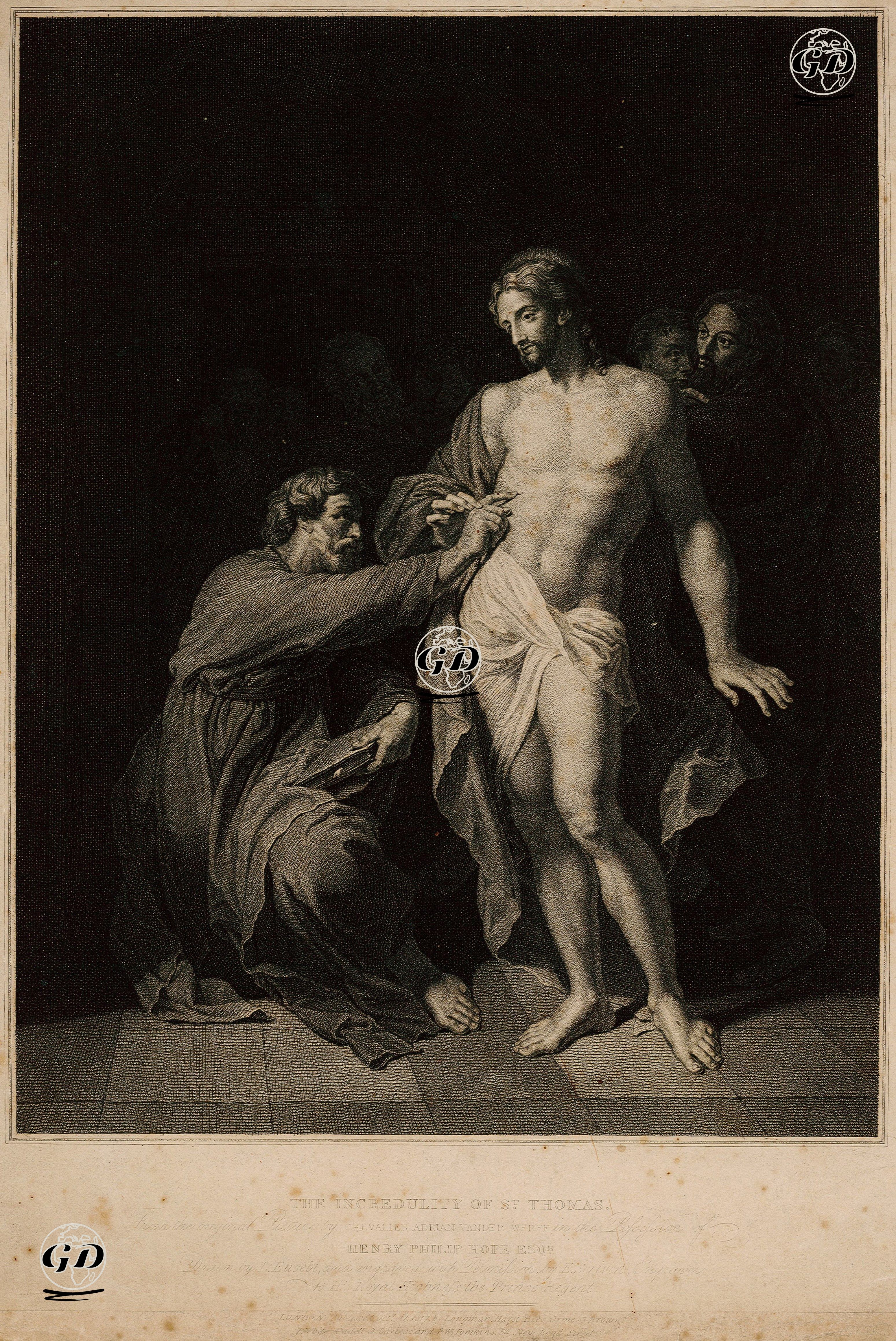 Havari Thomas'ın Şüphesini Gidermek İçin Hazreti İsa'nın Yaralarına Dokunması - Adriaen Van Der Werff (1659-1722)-Luis Eusebi (1773-1829) - 1817