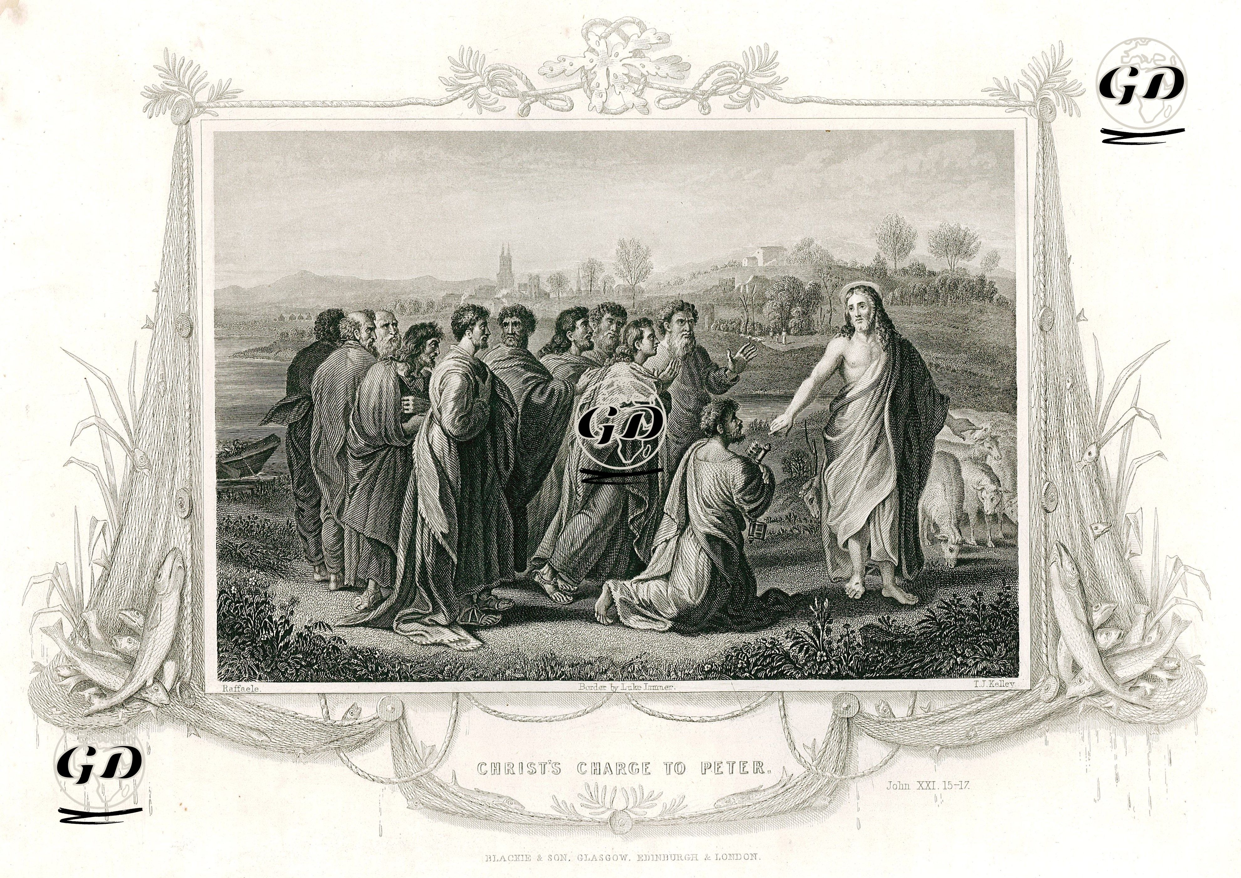 Christ Charge To Peter, John, XXI. 15.-17. - Raphael (1483-1520)-Luke Limner (1822-1912) - 1864