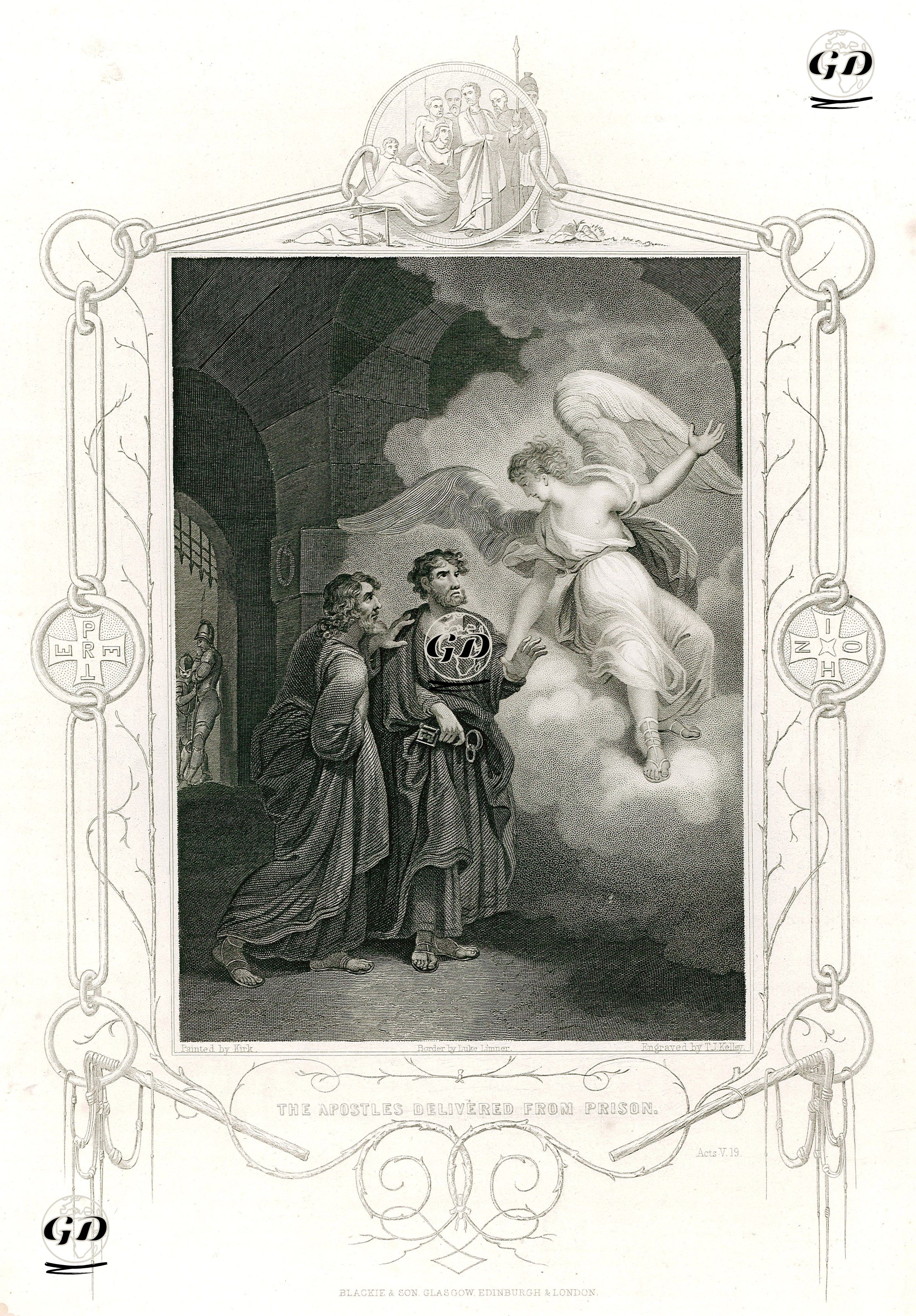 Melek Tarafından Havarilerin Hapisten Kurtarılması, Acts Of The Apostles (Elçilerin İşleri), Chapter (Bölüm) 5. Verse (Ayet) 19. - Kirk-Luke Limner (1822-1912) - 1864