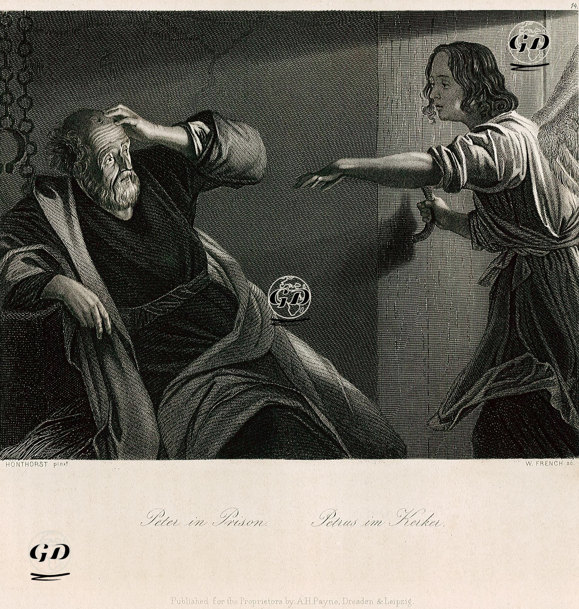 Peter In Prison - Petrus Im Kerker - Gerard van Honthorst (1592-1656) - 1850's