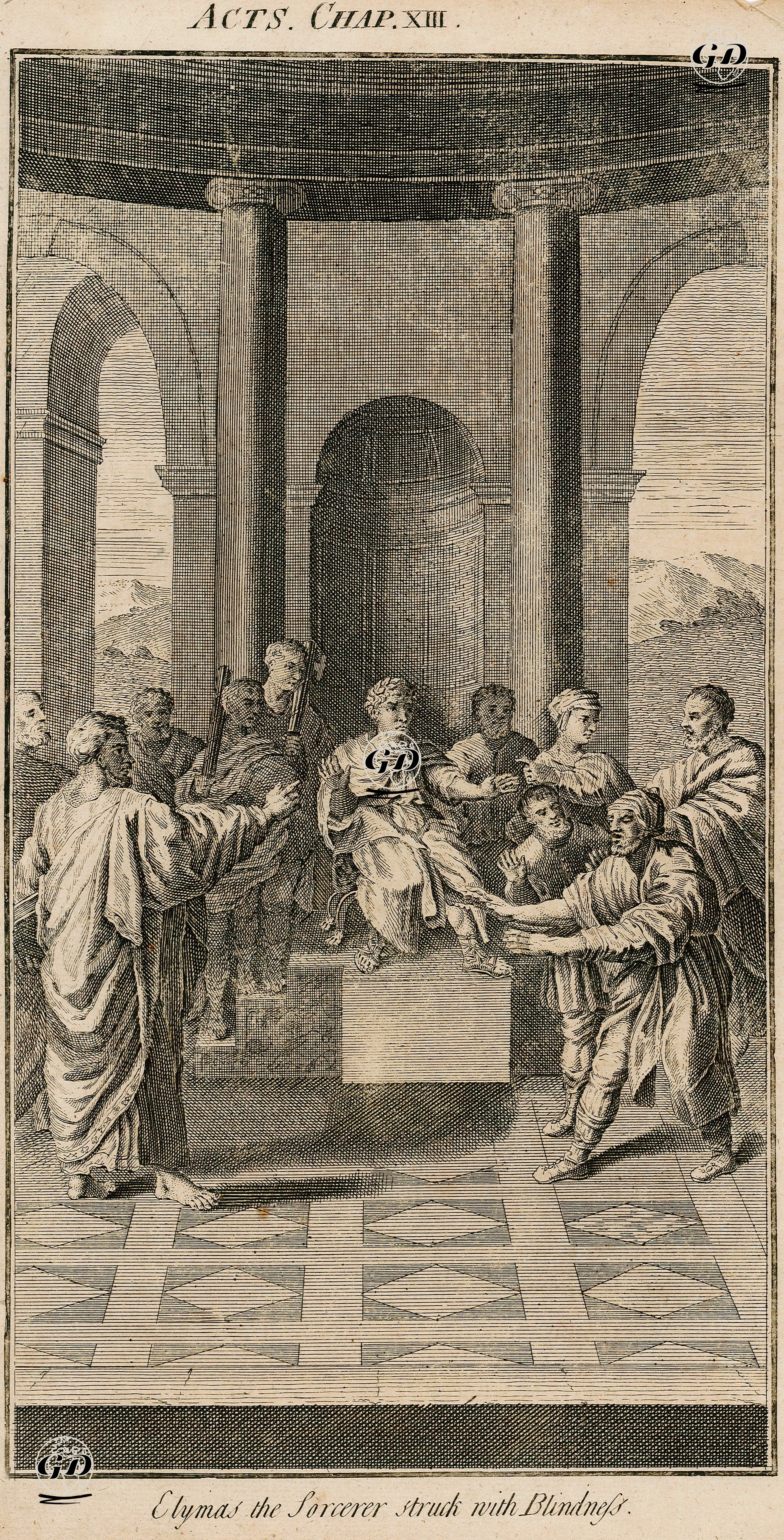 Elimas'ın Gözlerinin Aziz Paul(Paulus) Tarafından Kör Edilmesi, Acts Of The Apostles (Elçilerin İşleri), Chapter (Bölüm) 13. -  - 1790's