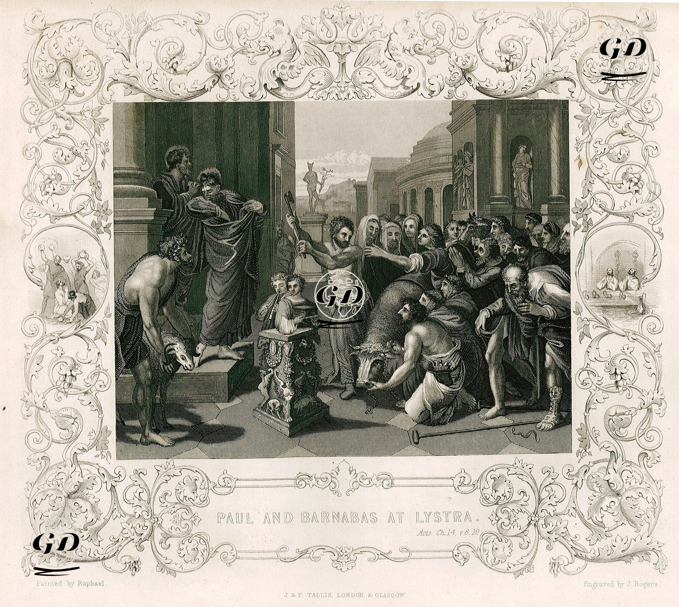 Aziz Paul(Paulus) Ve Barnaba Listra'da, Acts Of The Apostles (Elçilerin İşleri), Chapter (Bölüm) 14. Verse (Ayet) 8.-19. - Raphael (1483-1520) - 1845