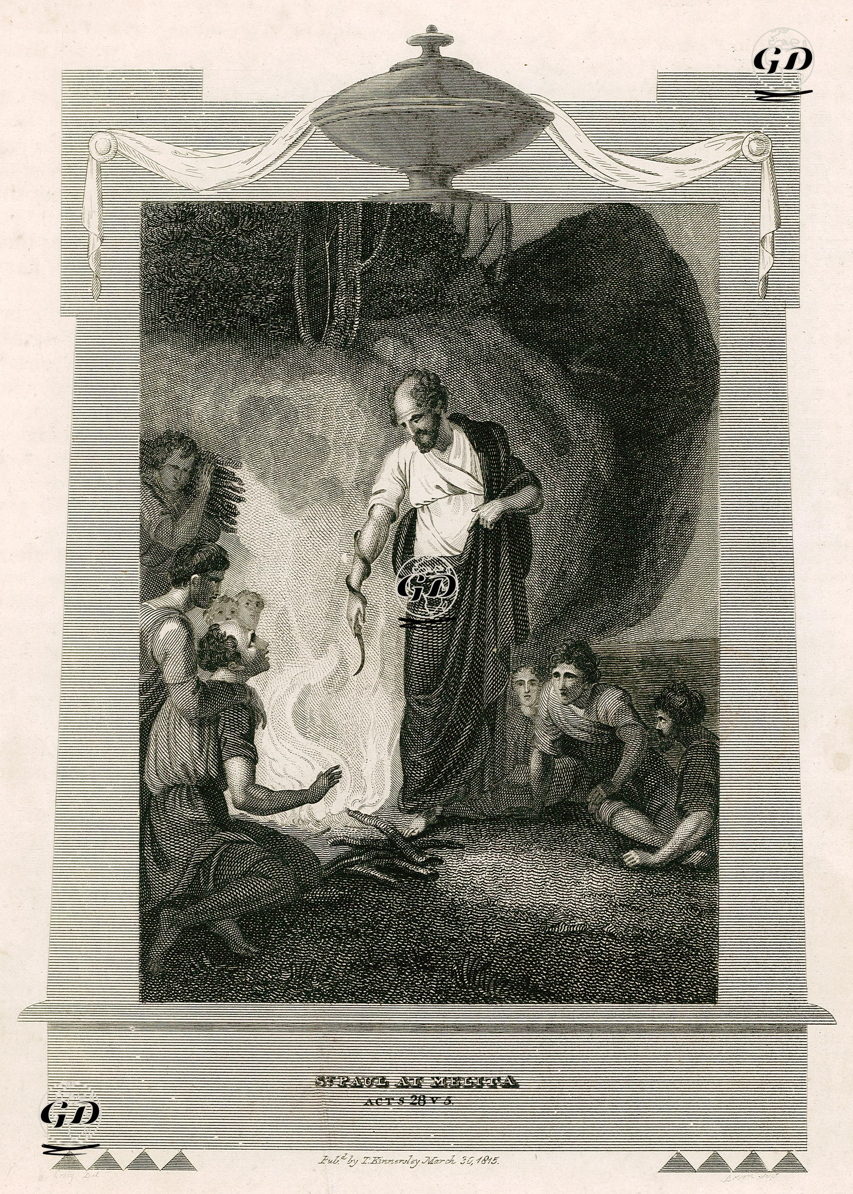 St.Paul At Melita, Acts 28. V.5. -  - 1815