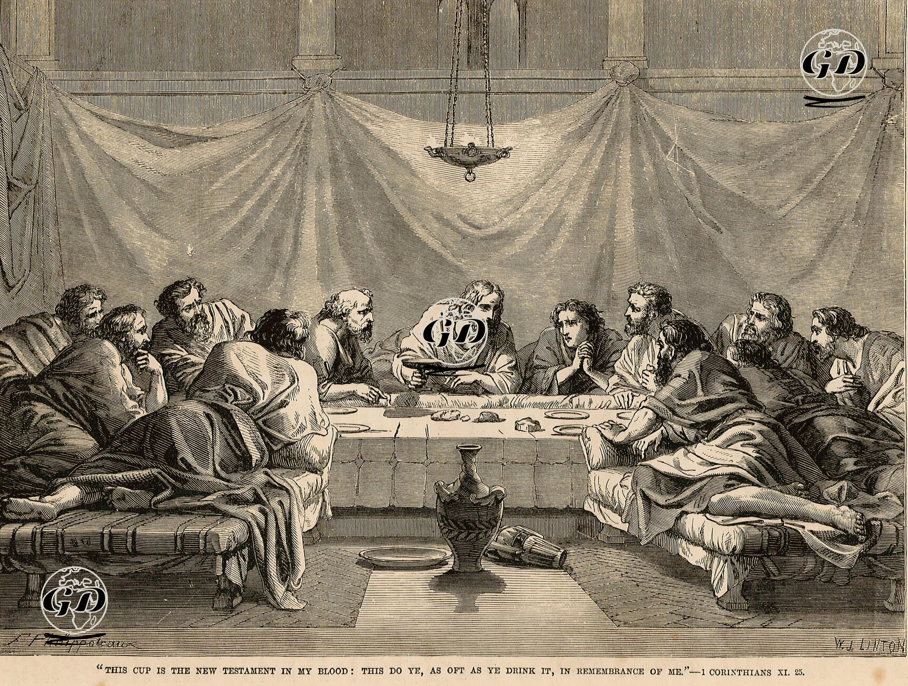 Hazreti İsanın Son Akşam Yemeğinde Havarilere Yeni Antlaşmayı Belirtmesi, I.Corinthians (Korintliler), Chapter (Bölüm) 11. Verse (Ayet) 25. -  - 1860's