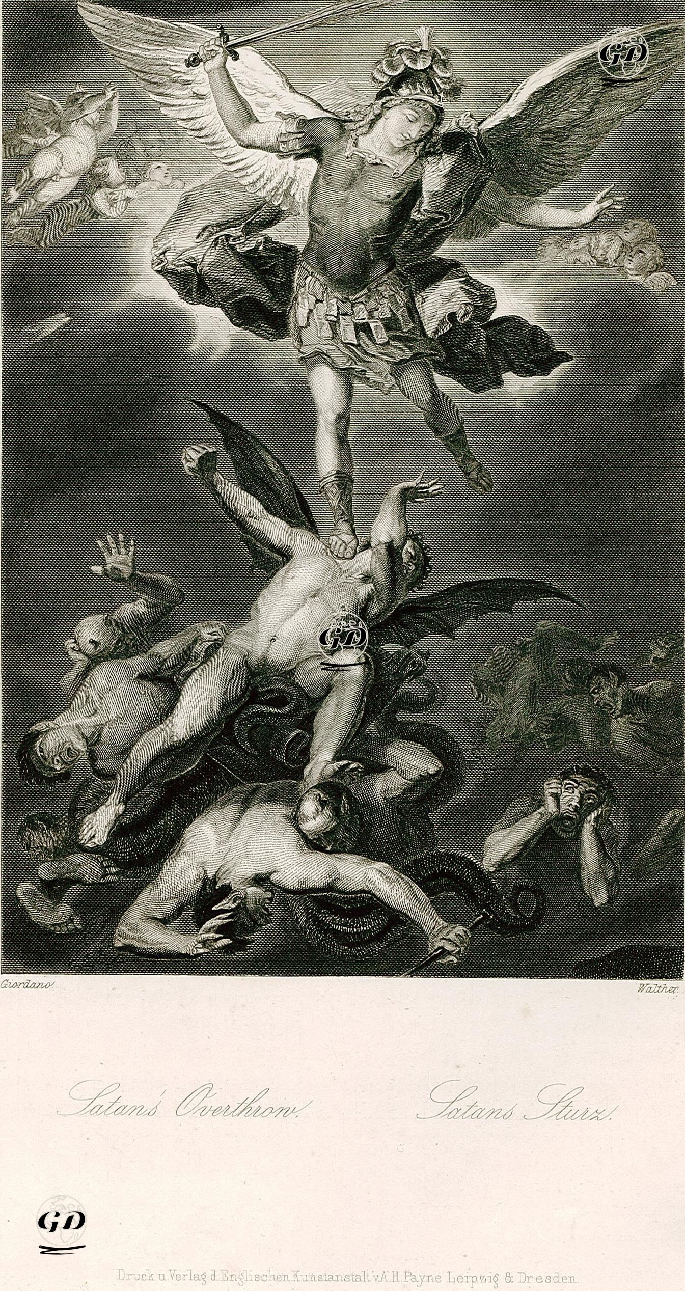 Baş Melek Mikail'in Seytanları Yenmesi - Luca Giordano(1634-1705) - 1850's