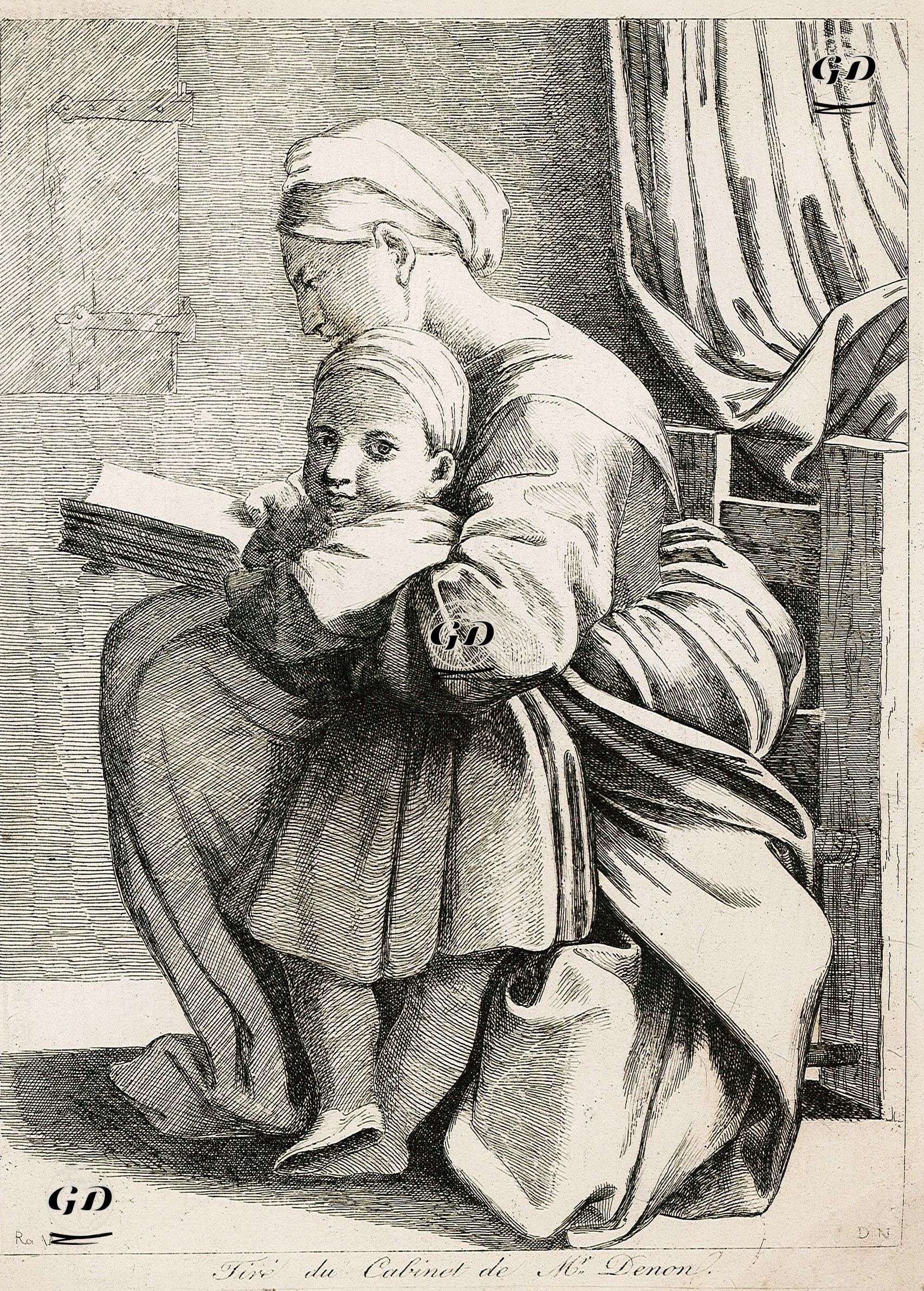 The Virgin Reading With The infant Christ - Ravenna (Active 1515-1527) - 1820's