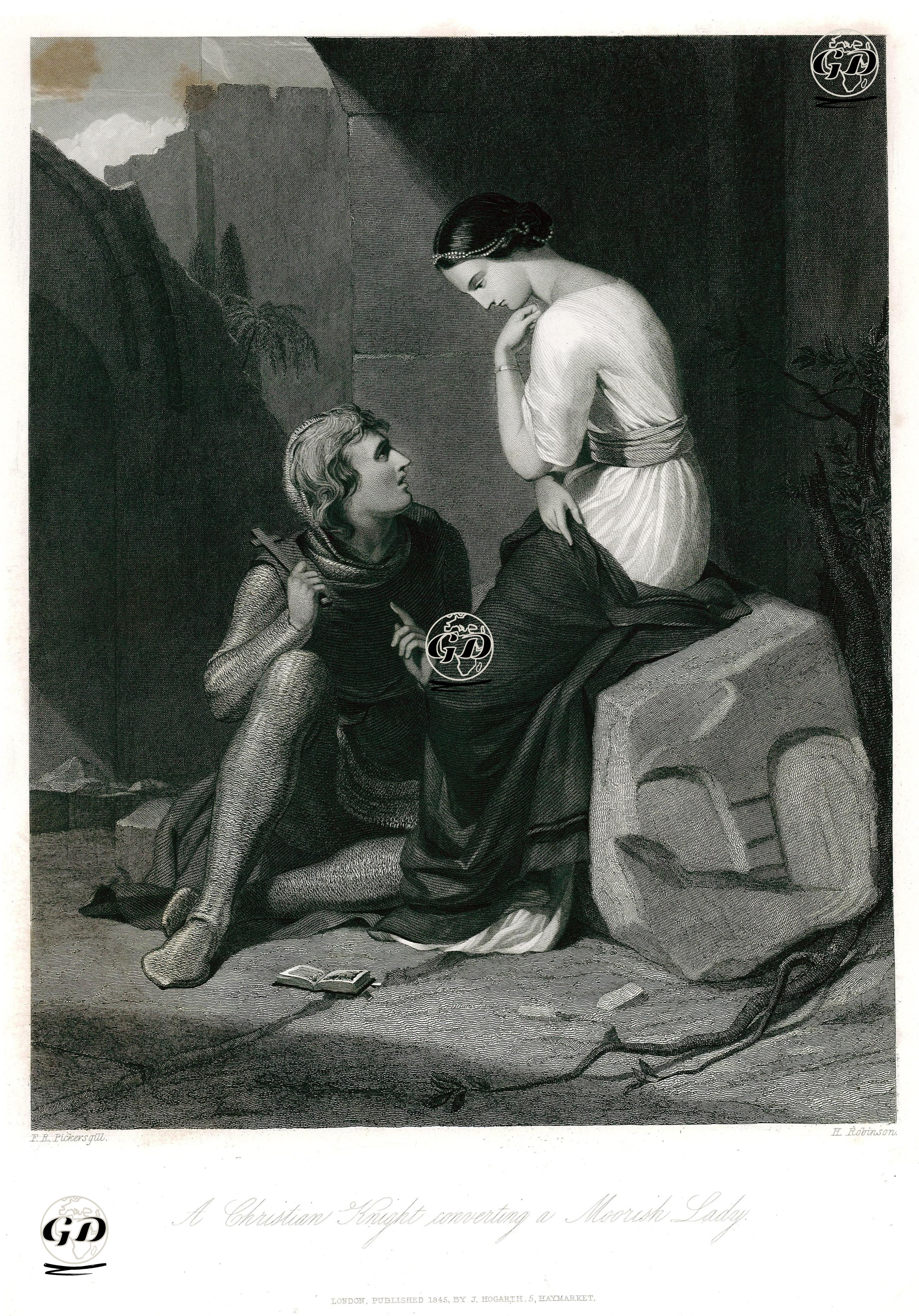 Hristiyan Şövalyenin Faslı Kadının Dinini Değiştirmeye İkna Etmesi - Frederick Richard Pickersgill (1820-1900) - 1845