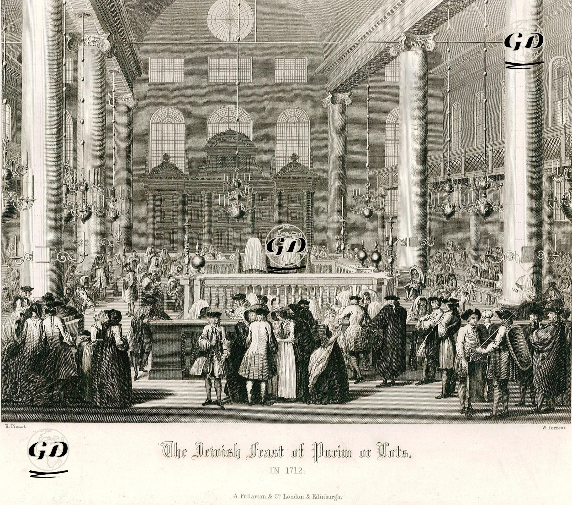 Amsterdam'da Portekiz Sinagogunda 1712 Yılında Musevilerin Purim Bayramını Kutlaması - Bernard Picart (1673-1733) - 1858