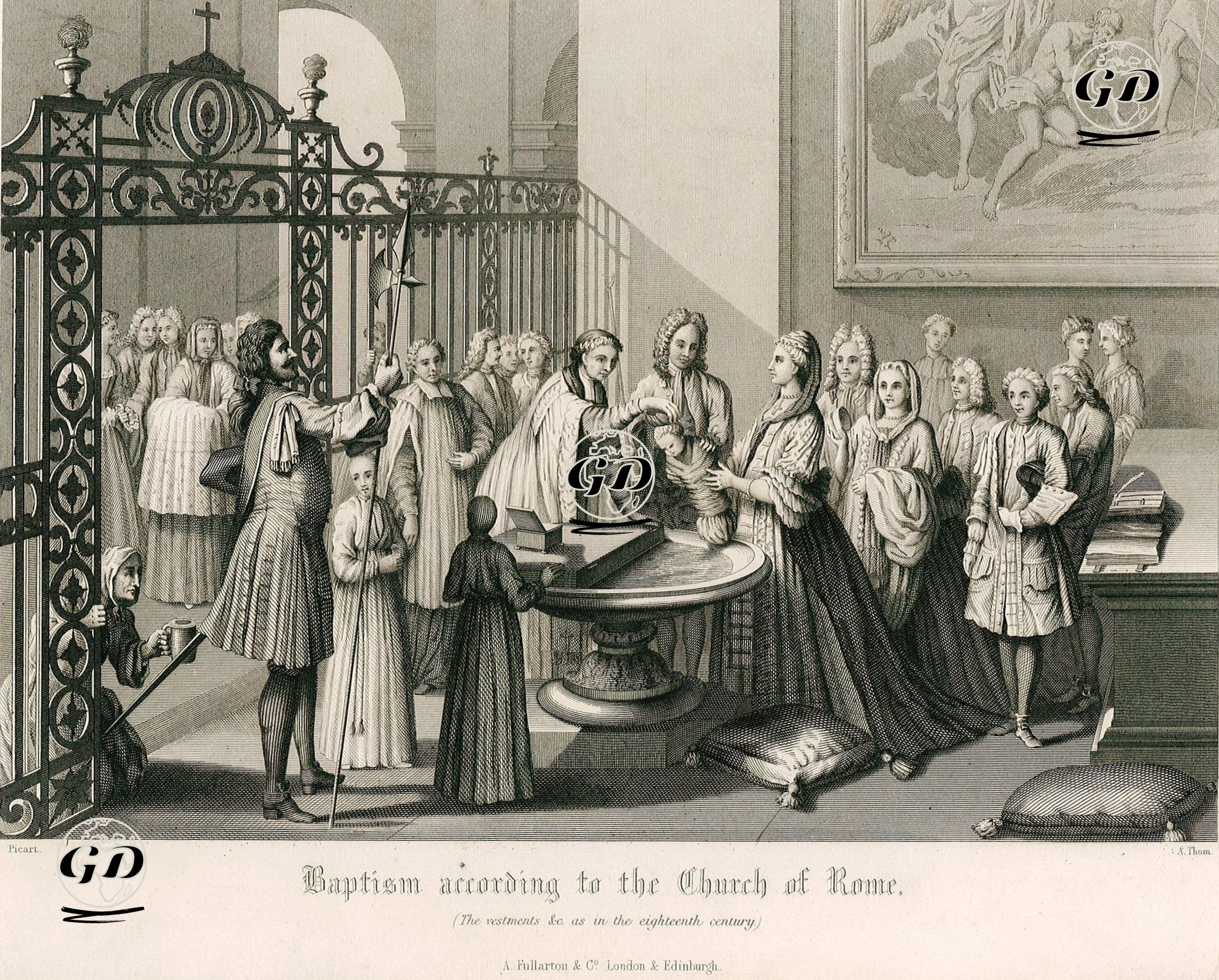 Baptism According To The Church Of Rome(The Vestments & C. As in The Eighteenth Century) - Bernard Picart (1673-1733) - 1858