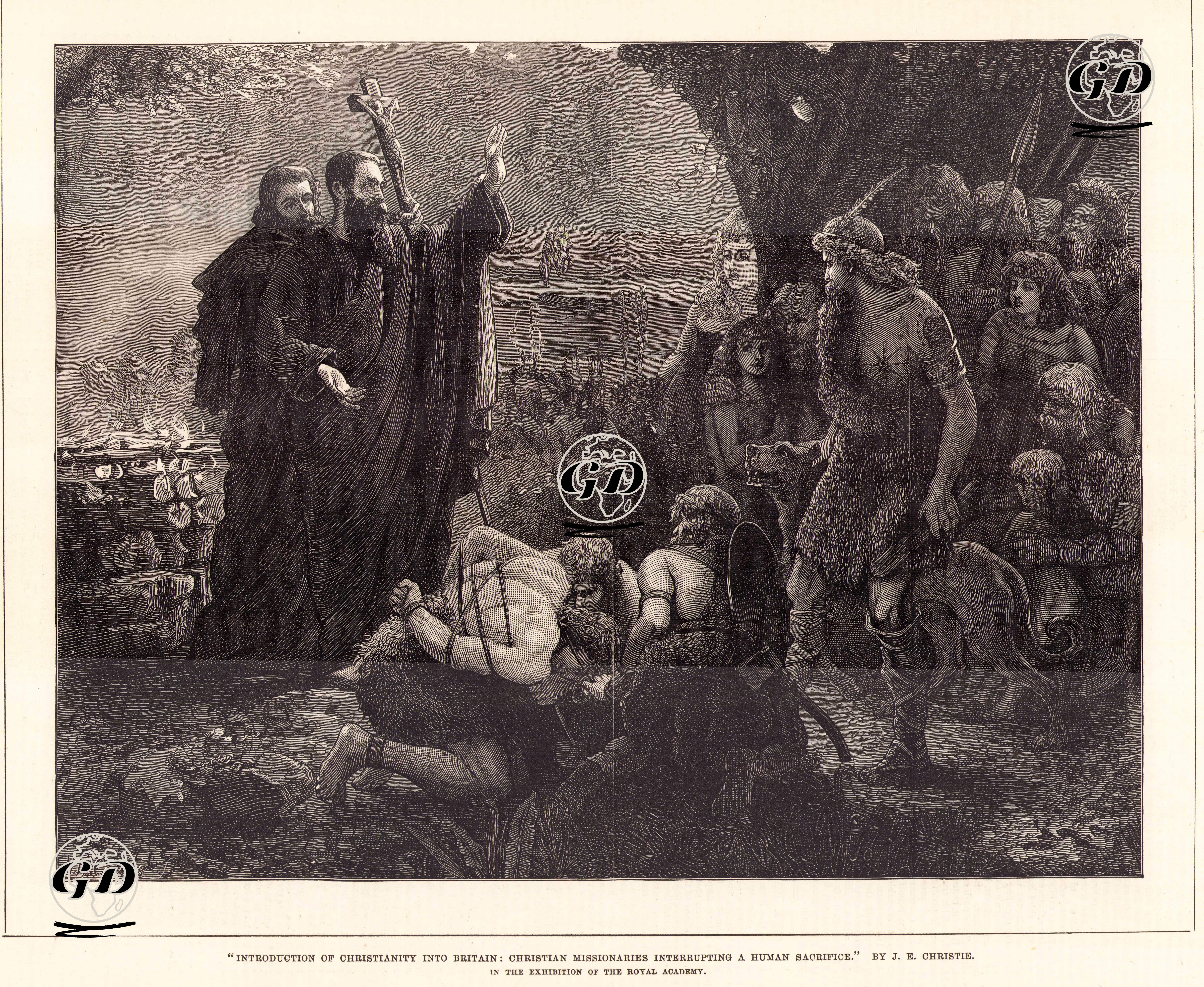 Introduction Of Christianity into Britain, Christian Missionaries interrupting A Human Sacrifice - James Elder Christie (1847-1914) - 1878