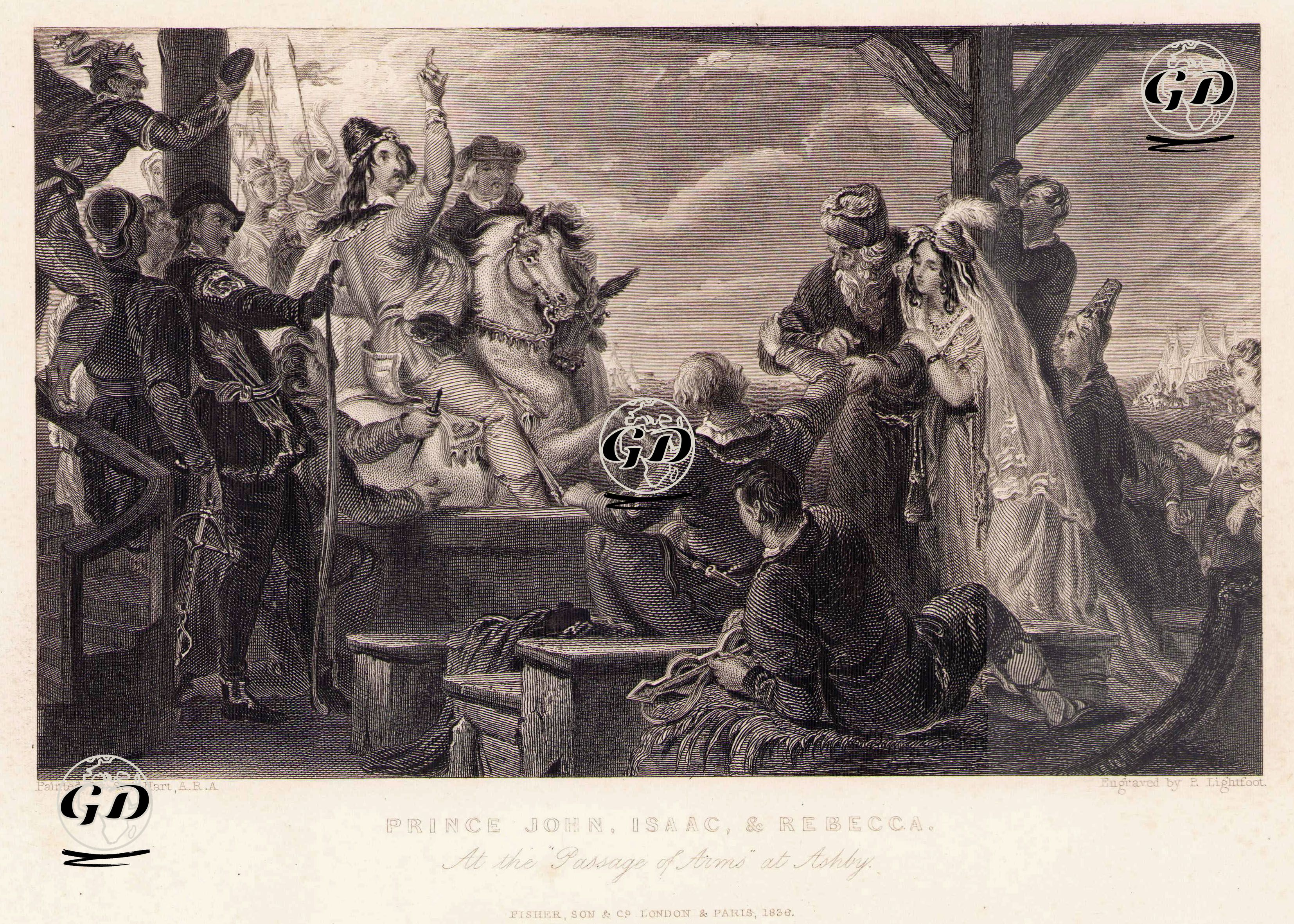 Prince John, isaac & Rebecca, At The "Passage Of Arms" At Ashby - Solomon Alexander Hart (1806-1881) - 1836