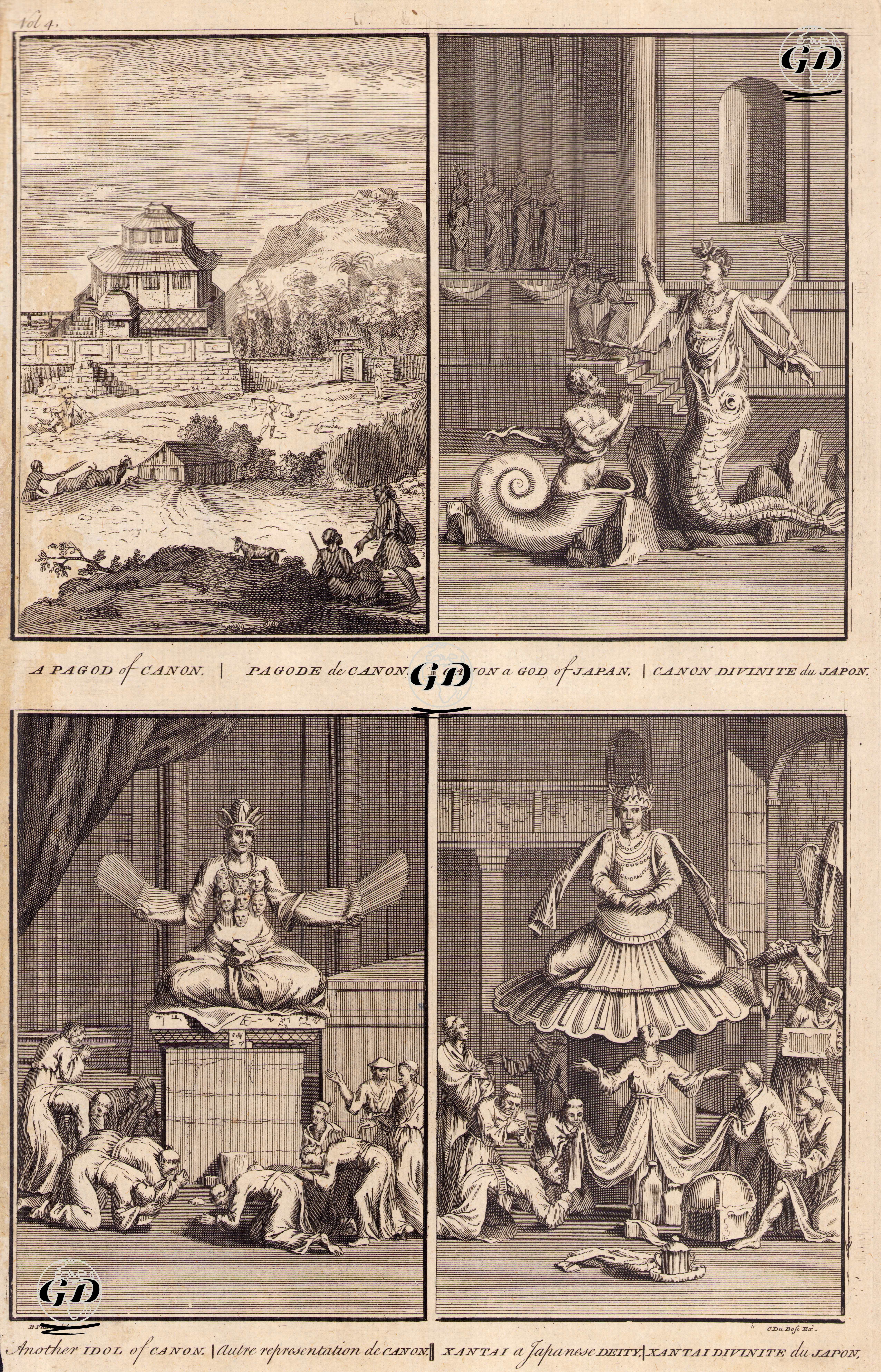 Merhamet Tanrıçası Kannon Budist Tapınağı-Japon Merhamet Tanrıçası Kannon-Japon Merhamet Tanrısı Kannon-Japon Tanrısı Xantai - Bernard Picart (1673-1733) - 1734