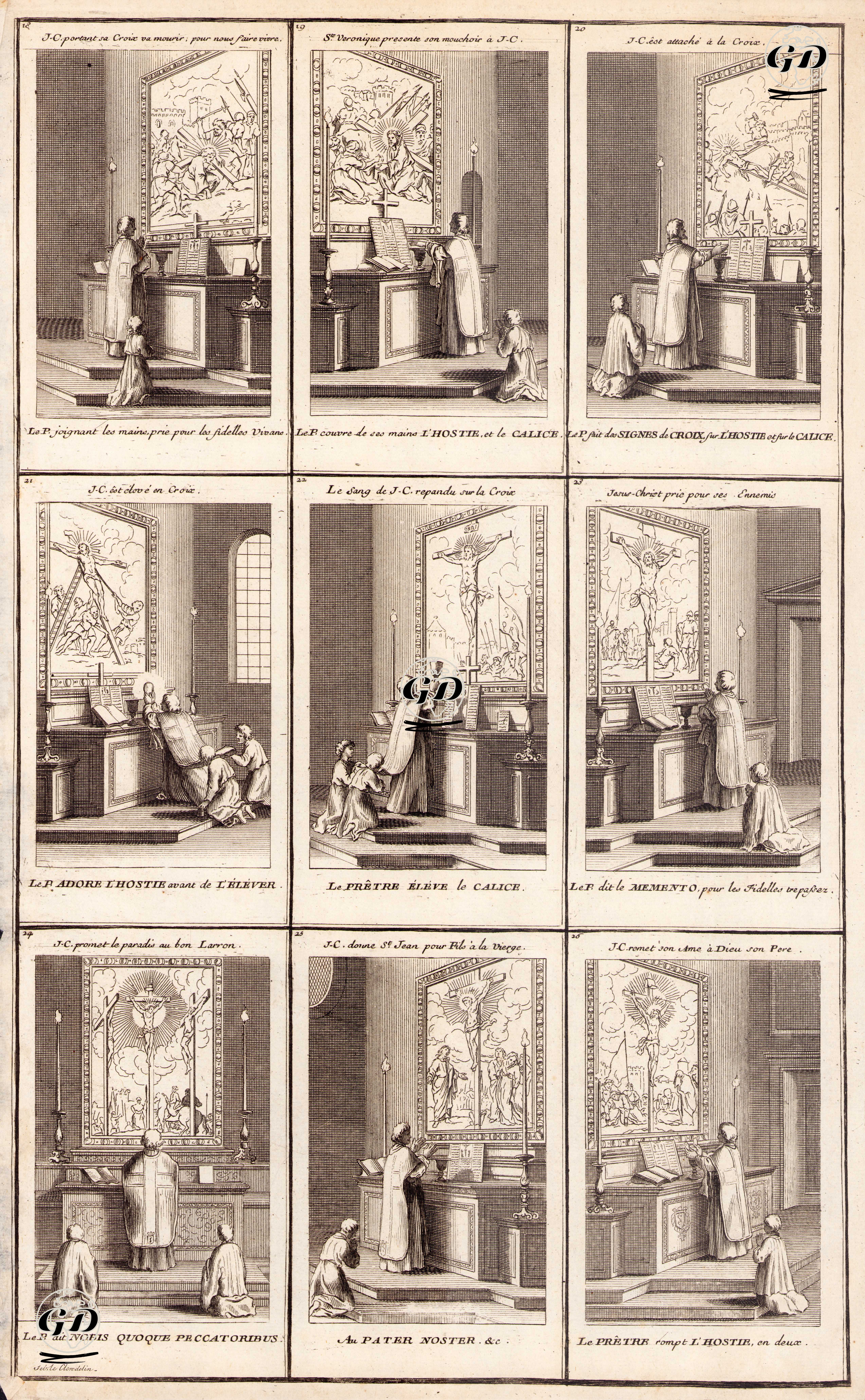 Les Ceremonies Des Petites Messes Representees En Trente Cinq Figures Ave leurs Conformitez A La Passion De Notre 
Seigneur Jesus-Christ Pl. 3 (The Ceremonies Of The Little Masses Represented In Thirty Five Figures With Their Conformity To The Passion Of Jesus Christ) - Sebastien Leclerc (1637-1714)-Bernard Picart (1673-1733) - 1723-1739