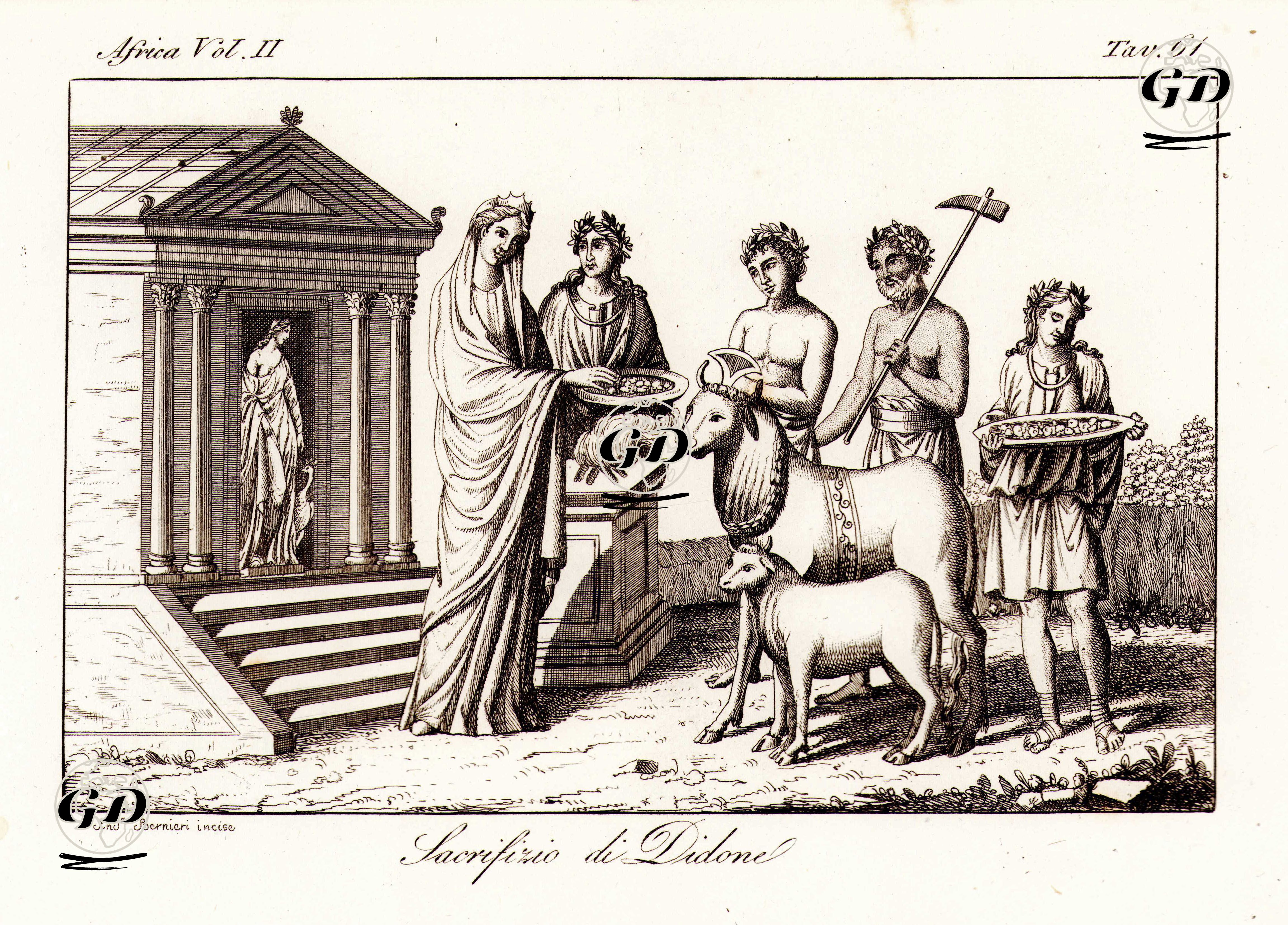 Kartaca Kraliçesi Dido'nun Tanrıça Juno'ya Boğa Kurban Etme Töreni, Afrika Cilt II. Resim 61. -  - 1820's-1840's