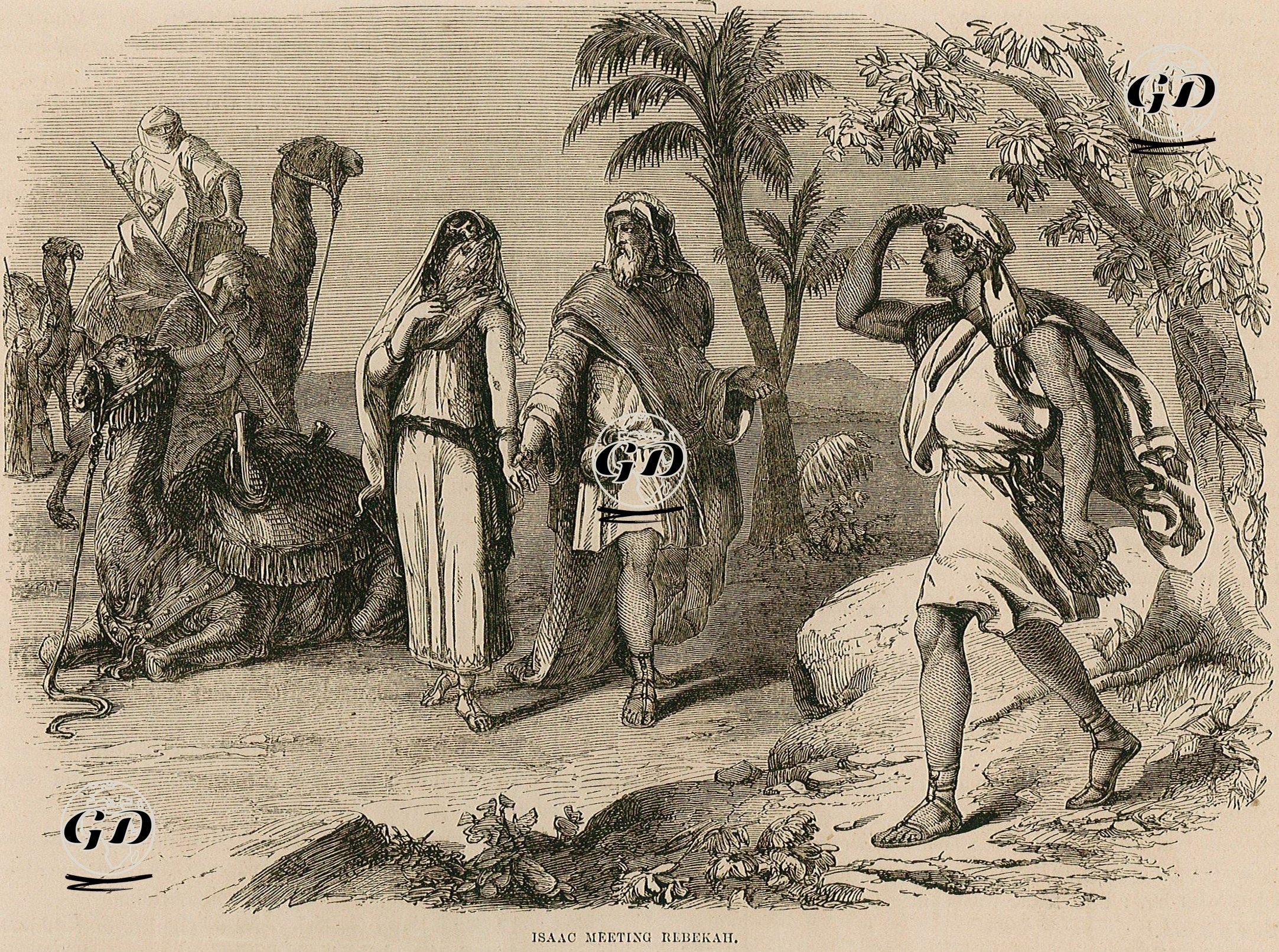 Hazreti İshak'ın İlk Defa Rebeka İle Buluşması, Genesis (Diriliş), Chapter (Bölüm) 24. Verse (Ayet) 61.-67. -  - 1860's